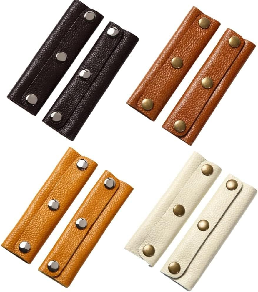 IUAQDP 2-Piece Leather Wrap Cover, Luggage Grip Protector with Brass Clasp, Soft Purse Strap Pad for Shopping, Travel, Suitcase, Tote Bag, Wallet - Brown