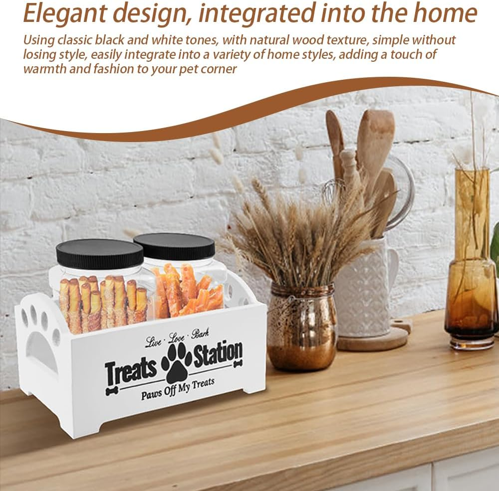 Pet Treat Storage Container, Portable Dog Treat Containers, Mutifunction Storage Canister, Modern Farmhouse Dog Treats Container with Handles 2 Jars ﻿ image number 1