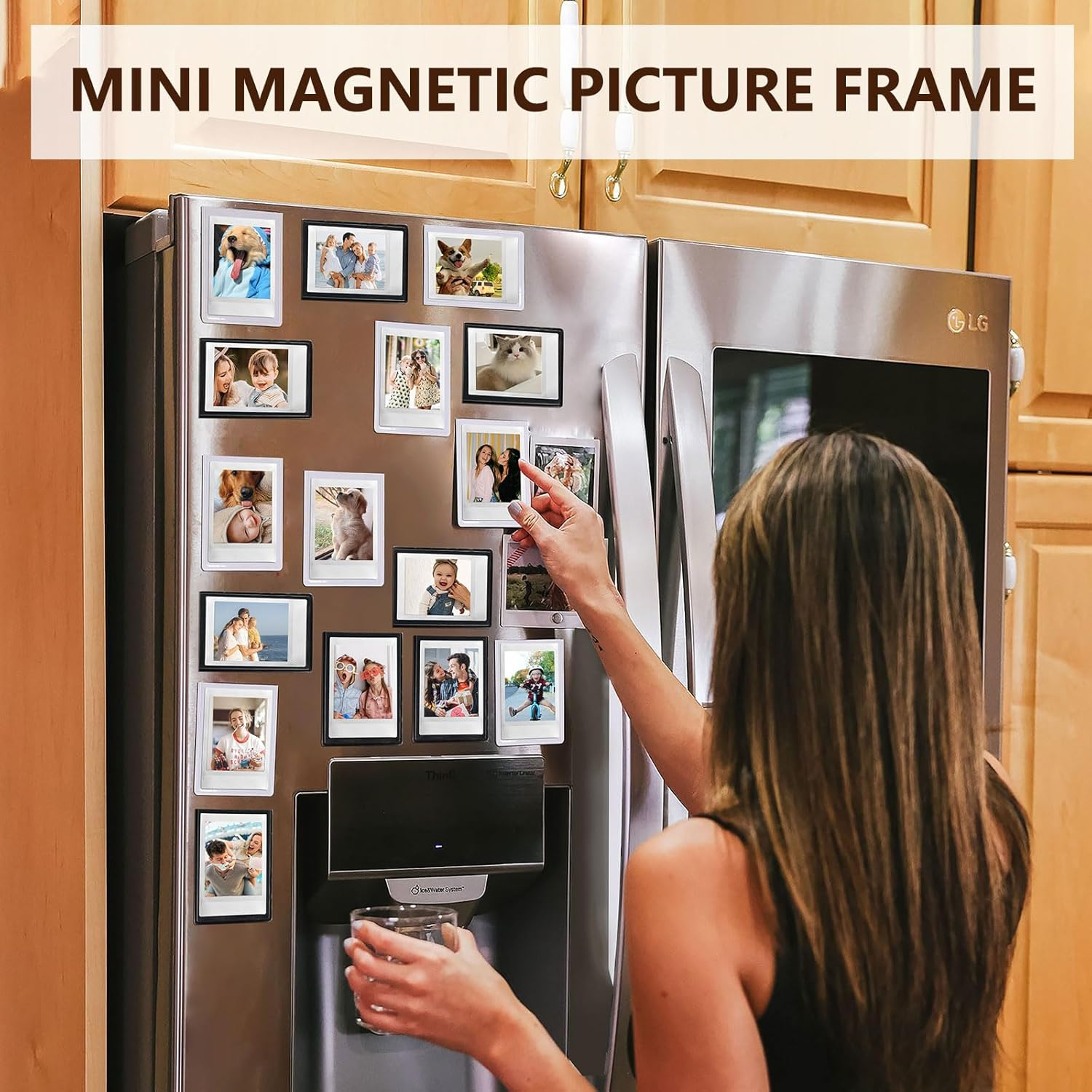 CAIYOULE Instax Mini 3 Inch Magnetic Pocket Picture Frame, 30 Pack Polaroid Magnets for Refrigerator, 2.5 X 3.5 Small Wallet Size Picture Frames Photo Holder, BLACK&WHITE