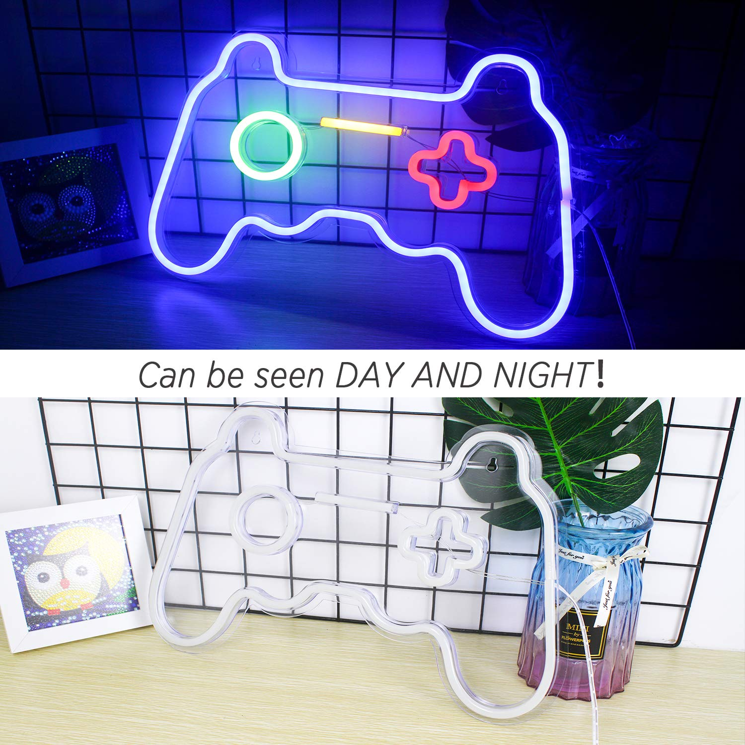 Ineonlife Game Shaped LED Neon Sign for Wall Decor - 16''X 11'' Gamepad Light for Bedroom, Children Gaming Zone, Party image number 6