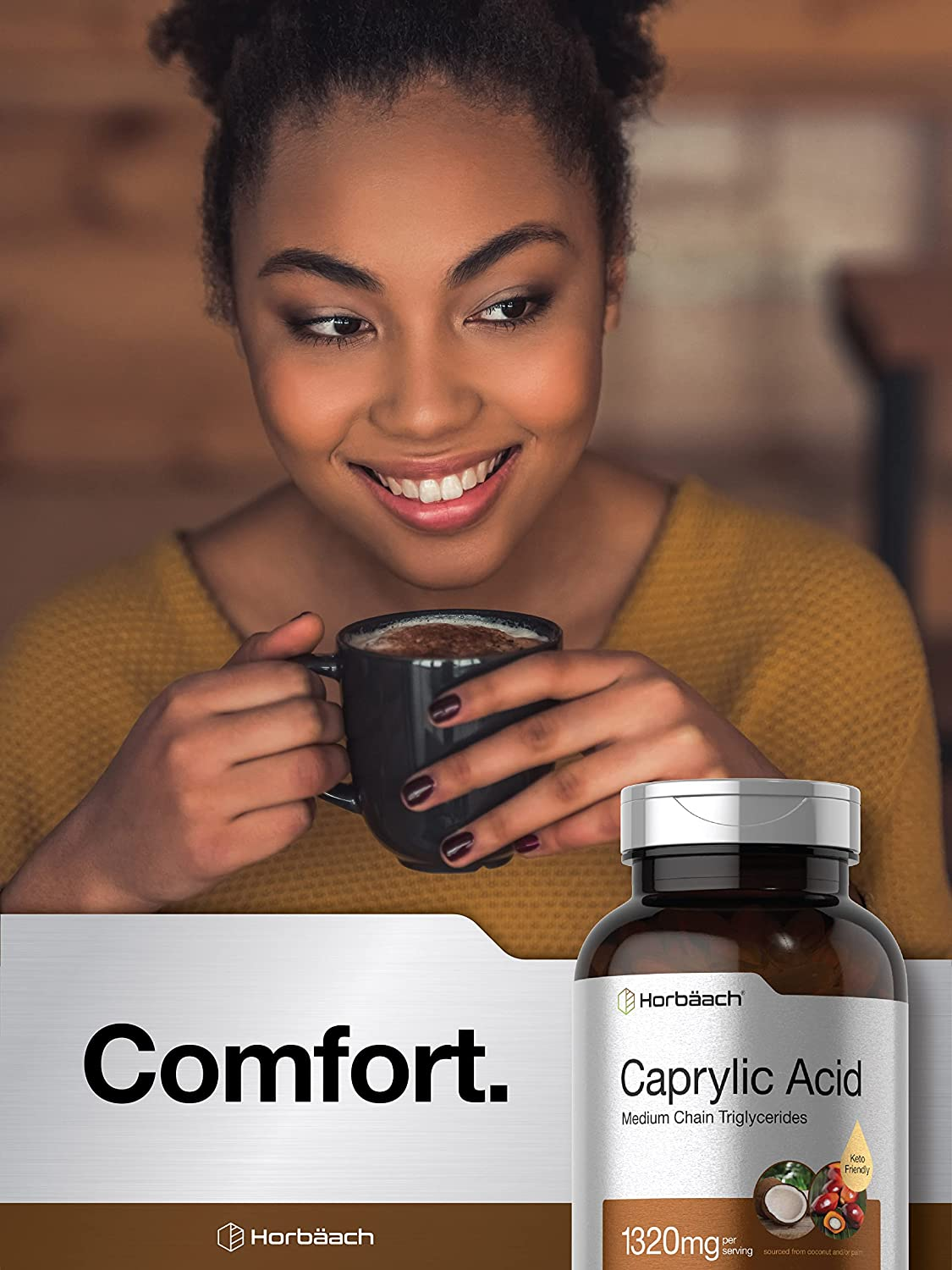 Caprylic Acid 1320 Mg | 150 Softgel Capsules | from MCT Oil | Non-Gmo, Gluten Free Supplement | by Horbaach