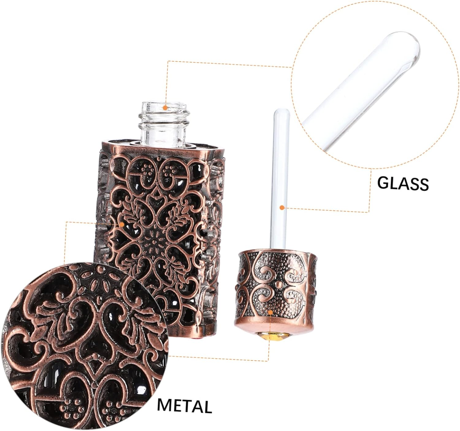 Anneome 2Pcs Leakproof Perfume Bottles Set in Metal Glass for Oil Storage Crafts