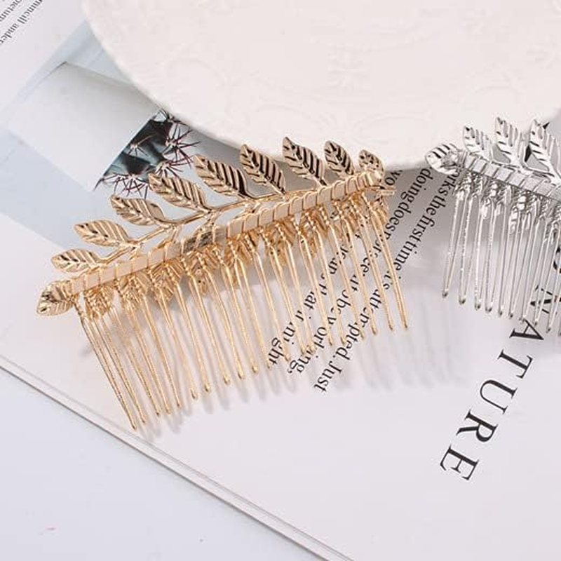 Leaf Hair Comb Wedding Bridal Hair Pieces for Women Bride Hairpieces for Wedding Hair Accessories for Bridesmaid Head Pieces Pins for Long Thick Hair (Gold)