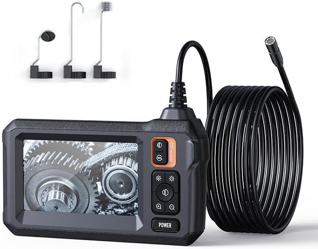 Endoscope Camera 4.3" HD IPS Dual-Lens with 8 LED Lights, IP67 Waterproof Inspection Camera, 5M Semi-Rigid Cable Borescope, Plug & Play for Automotive/Plumbing/Mechanical/Pipe Inspection image number 1