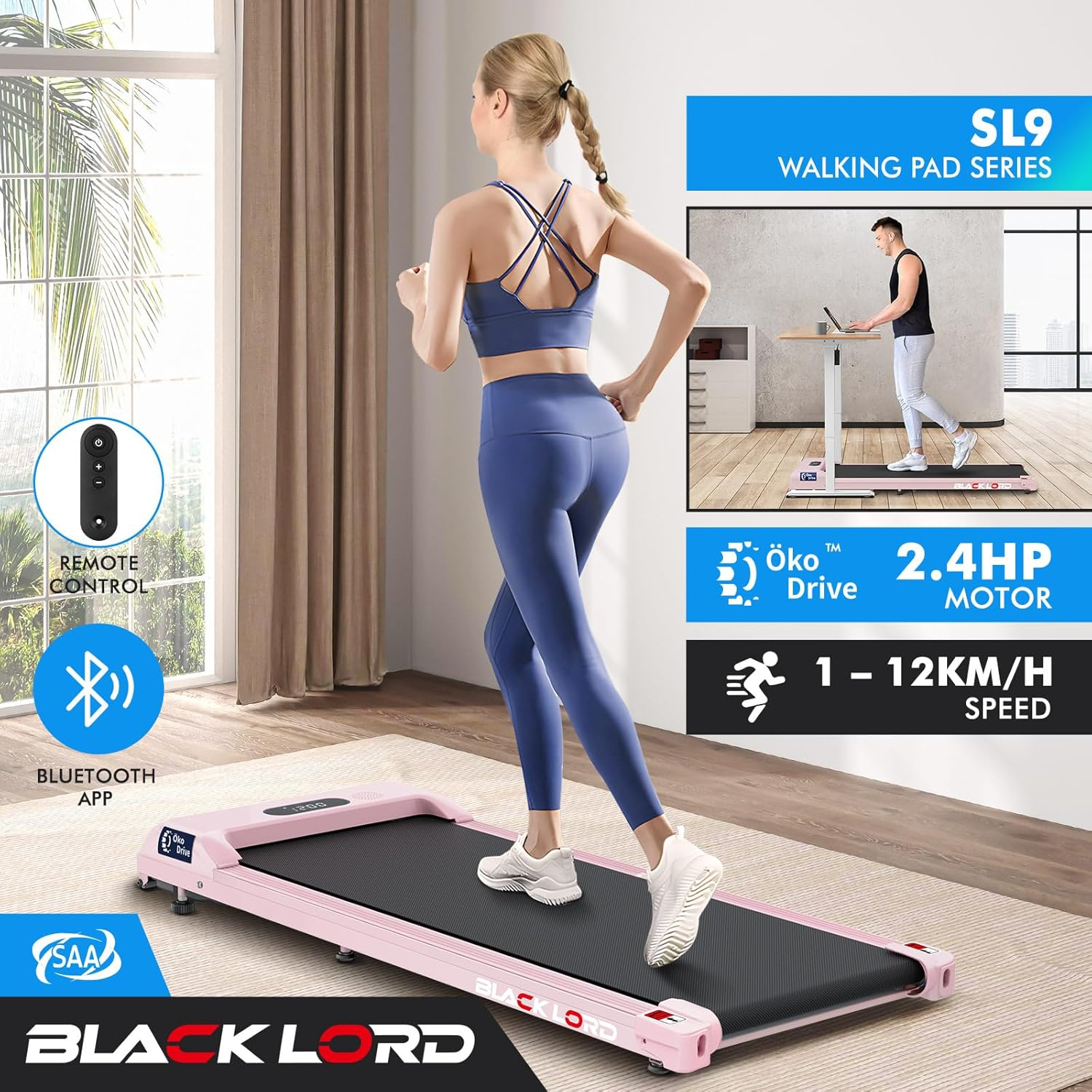 BLACK LORD Treadmill Electric Running Machine Workout Exercise 2.2/2.4/3.0/3.2/3.5/4.0/5.2HP Fitness Equipment Walking Jogging Trainer for Home Gym Office Commercial Series image number 1