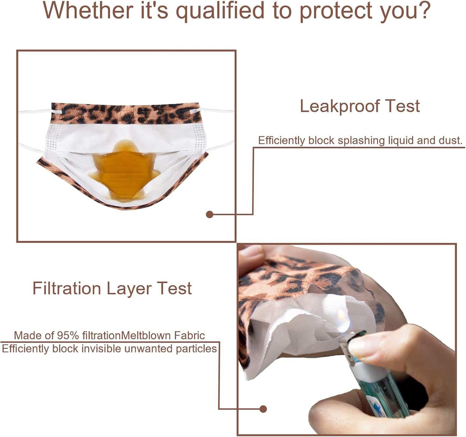 Colorful Disposable Face Masks Printed with Leopard Patterned Designs,50 Pack 3 PLY Colored Prints Safety Face Covers,Mascarillas Desechables,Cute Comfortable Cheetah Mask for Women,Girls,Adults image number 2