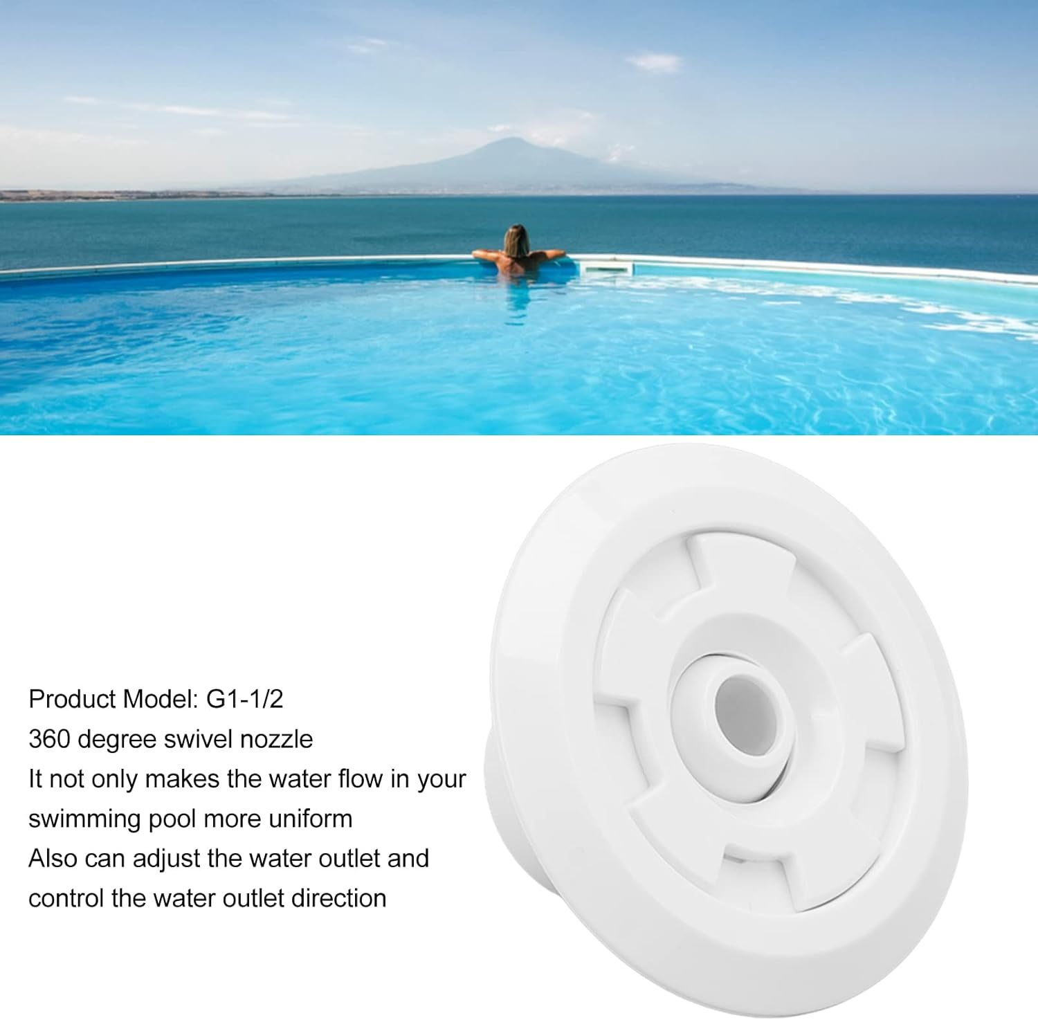 Swimming Pool SPA Jet Nozzle, Pool Jet Nozzle, Swimming Pool Return Jet Massage Nozzle for Most Swimming Pools, Spas (360 Degree Rotatable) image number 5
