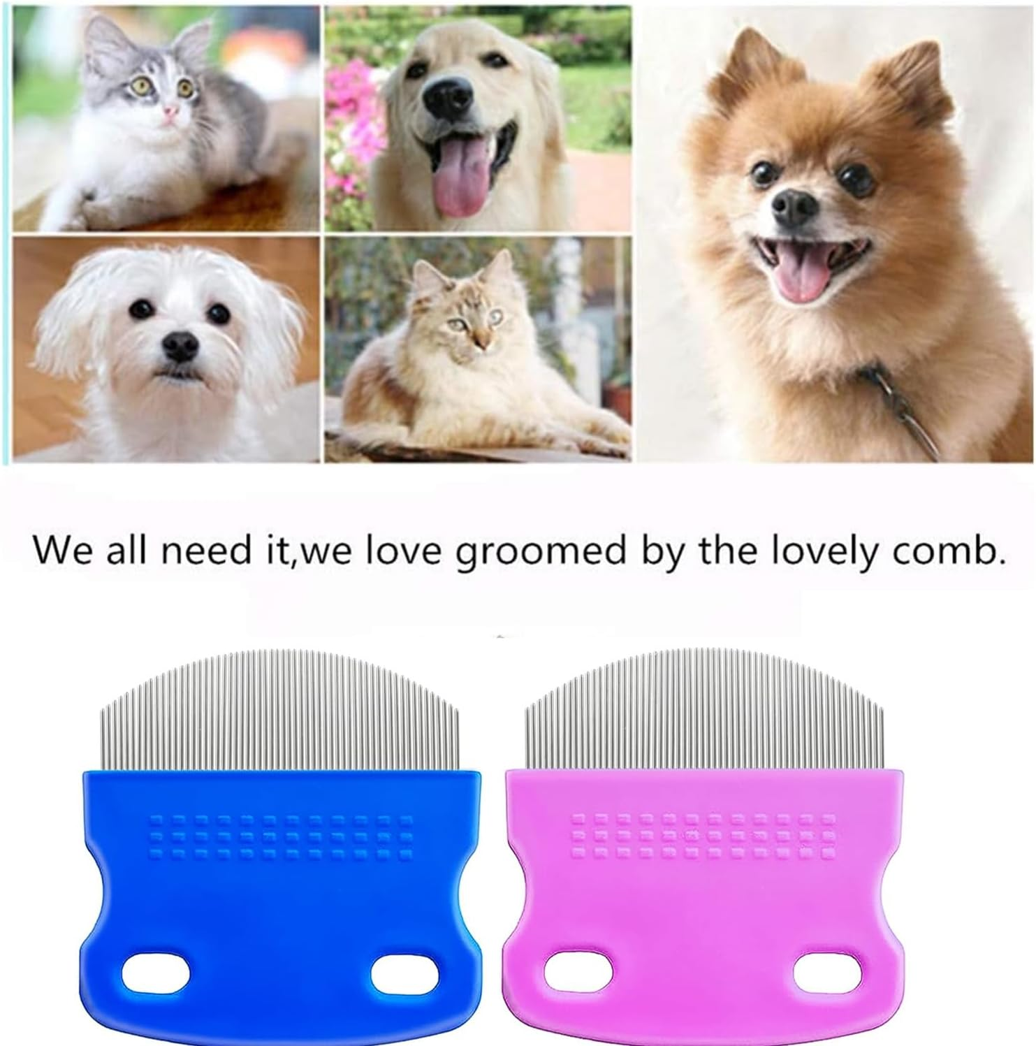 2 Pack Professional Eye Comb for Pets,Stainless Steel Tear Stain Remover for Cats & Dogs,Flea Lice Comb,Gentle Round-Head Grooming Tool,Precisely Removes Stains, Dirt and Debris from the Eye Area image number 2