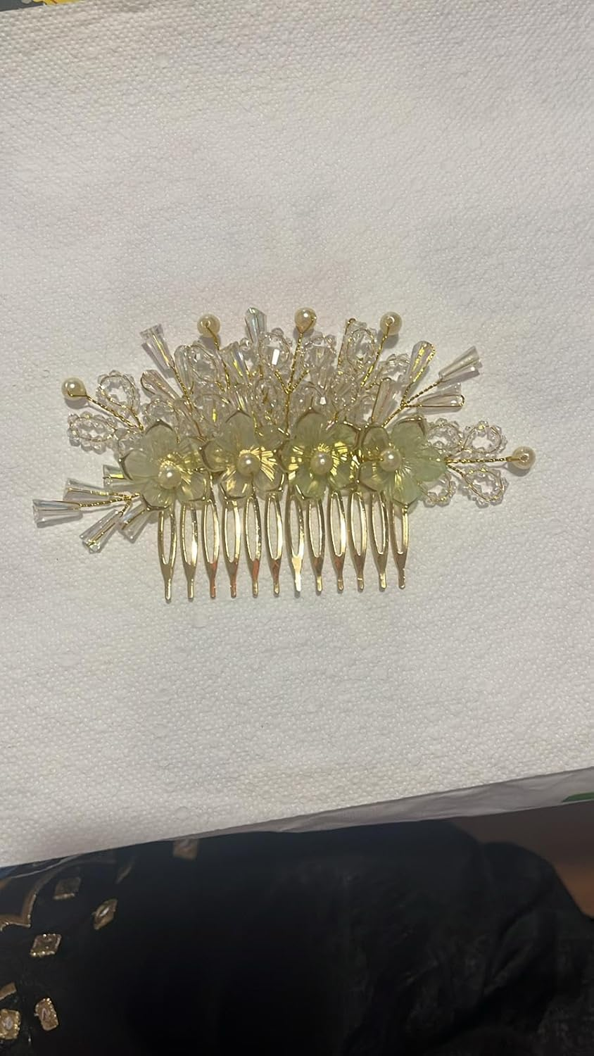 NTY Collections Wedding Hair Accessories - Handmade Bridal Hair Clip, Comb, Pins for Bride and Women- Golden Pack of 1 image number 2