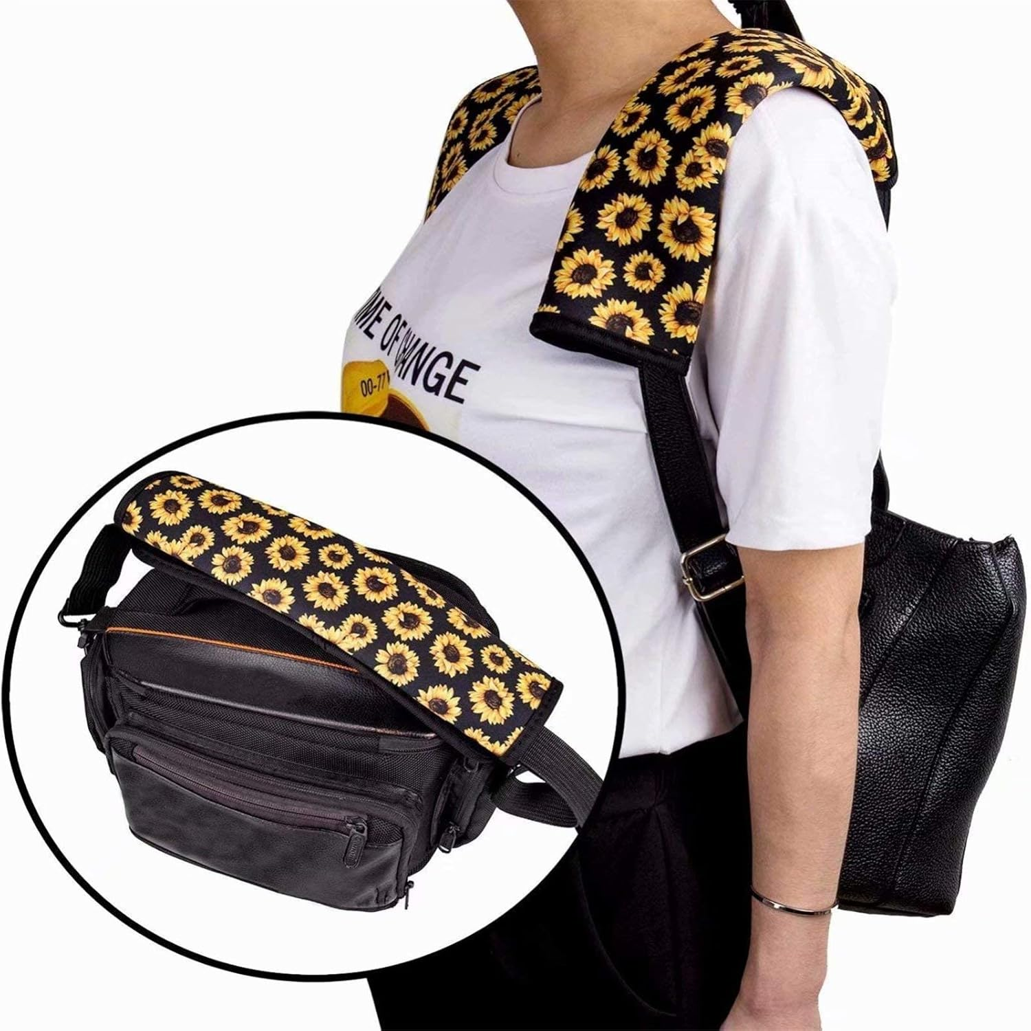 Dolyues Animal Leopard Print Car Seat Belt Cover Seatbelt Pads for Women Adults, All Season Universal Funny Shoulder Strap Padding for Vehicle, SUV, Full Set of 2, Tote Bags Scratchproof - Butterfly Moon image number 4