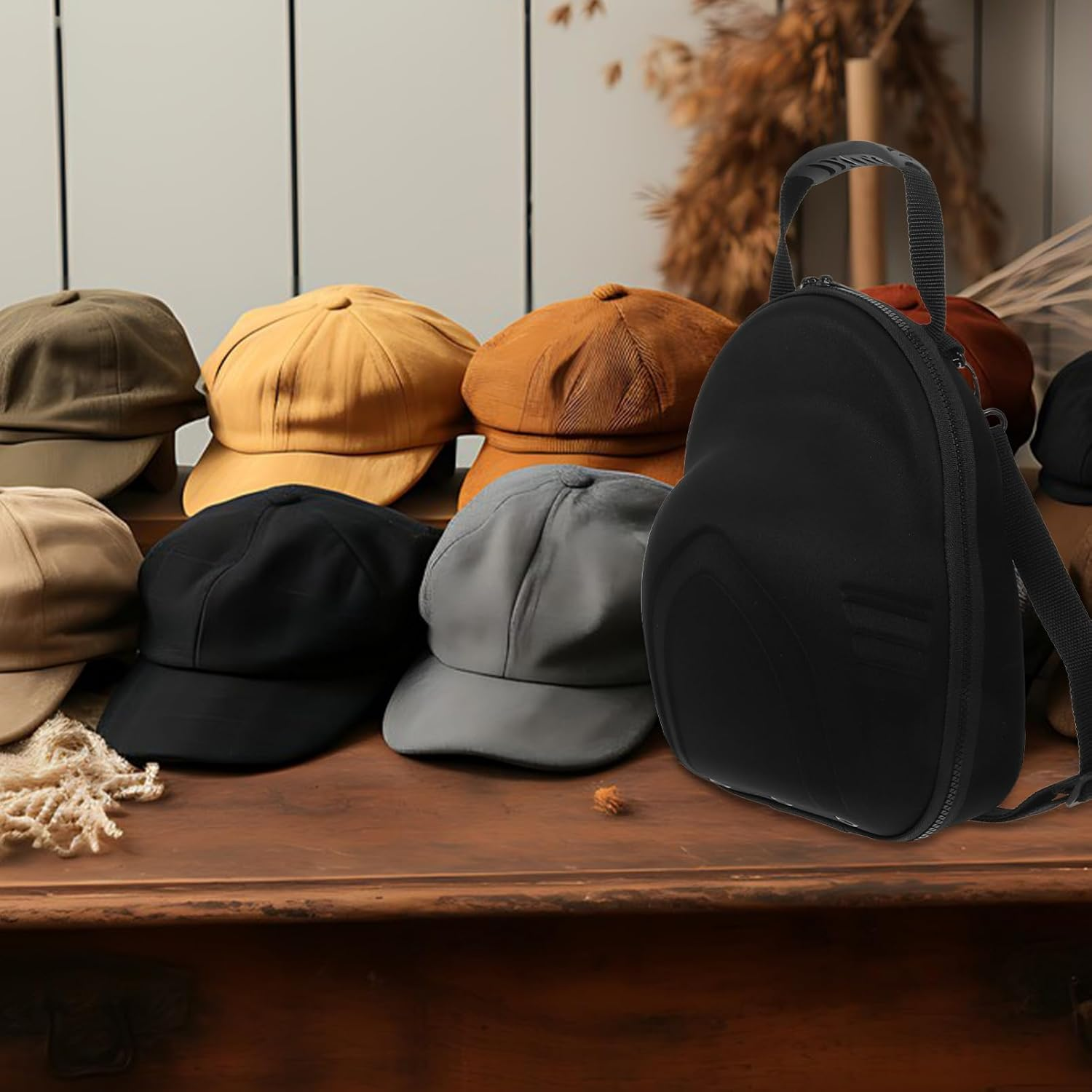 MAGICLULU Cap Storage Bag Baseball Hat Travel Case Hard Eva Hat Box Handle Shoulder Strap and Men Caps image number 3