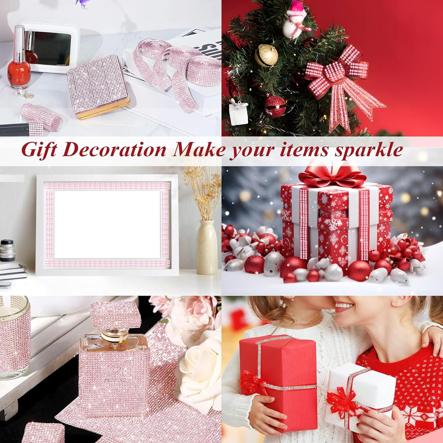 Bling Self-Adhesive Trim 16.4Ft, Rhinestone Accessories for Women, Interior Exterior Decoration, Dashboard Decorations, Door Stickers (White) image number 3