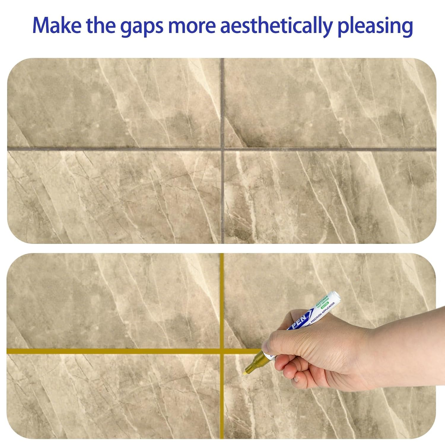 3 Pcs Grout Pen Set, Waterproof Tile Paint Marker for Tile Grout Repair and Colour Renewal, for Bathroom Kitchen Floor Wall Home Improvement Essentials (Grey, Dark Grey, Gold) image number 3