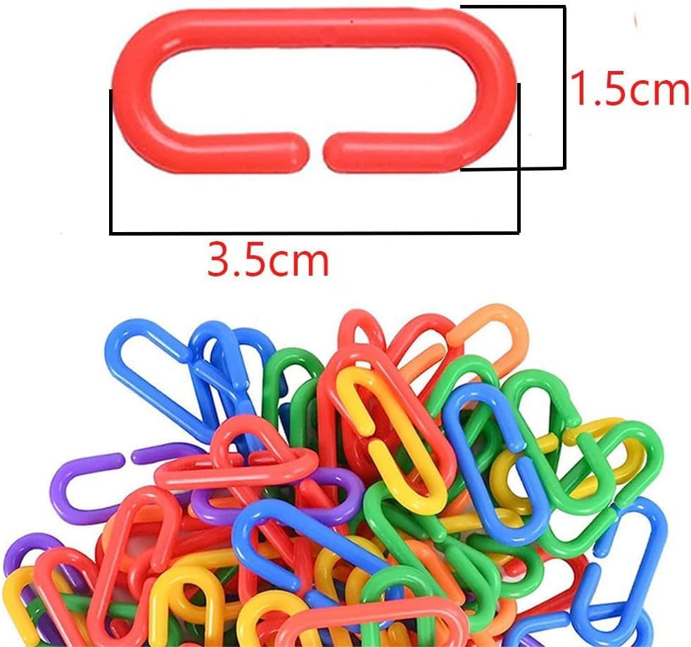 Plastic C-Clip Hooks Chain Links, 200Pcs Plastic C-Clips Hooks Chain,Rainbow C-Clips Chains Hooks Plastic Chain Links C-Links,Plastic C-Clips Hook Chain Links C-Links,Plastic Hooks Chain Links image number 6