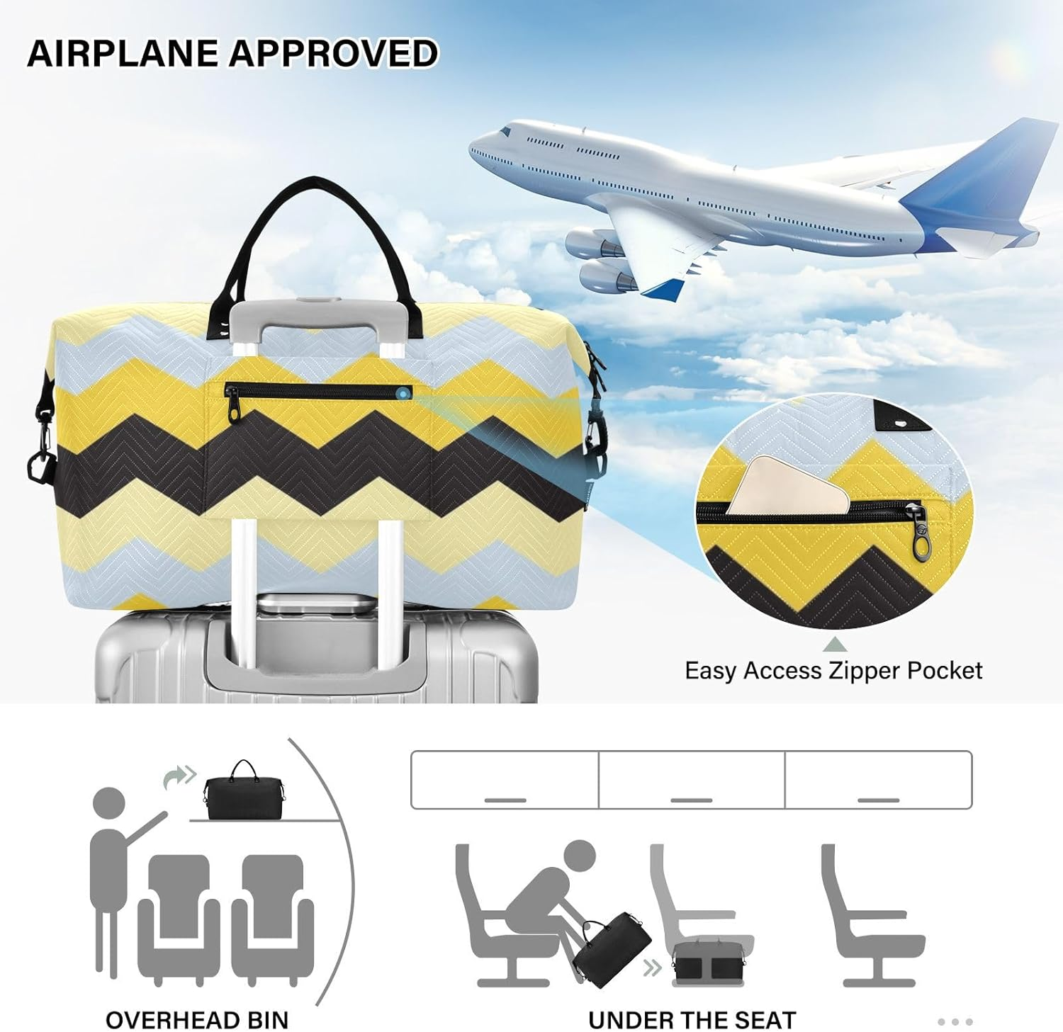 Colorful Stripes Travel Bag Travel Weekender Gear Bag Sport Training Bag with Toiletry Bag for Travel Multifunctional, Colorful Stripes, 1 Size image number 6