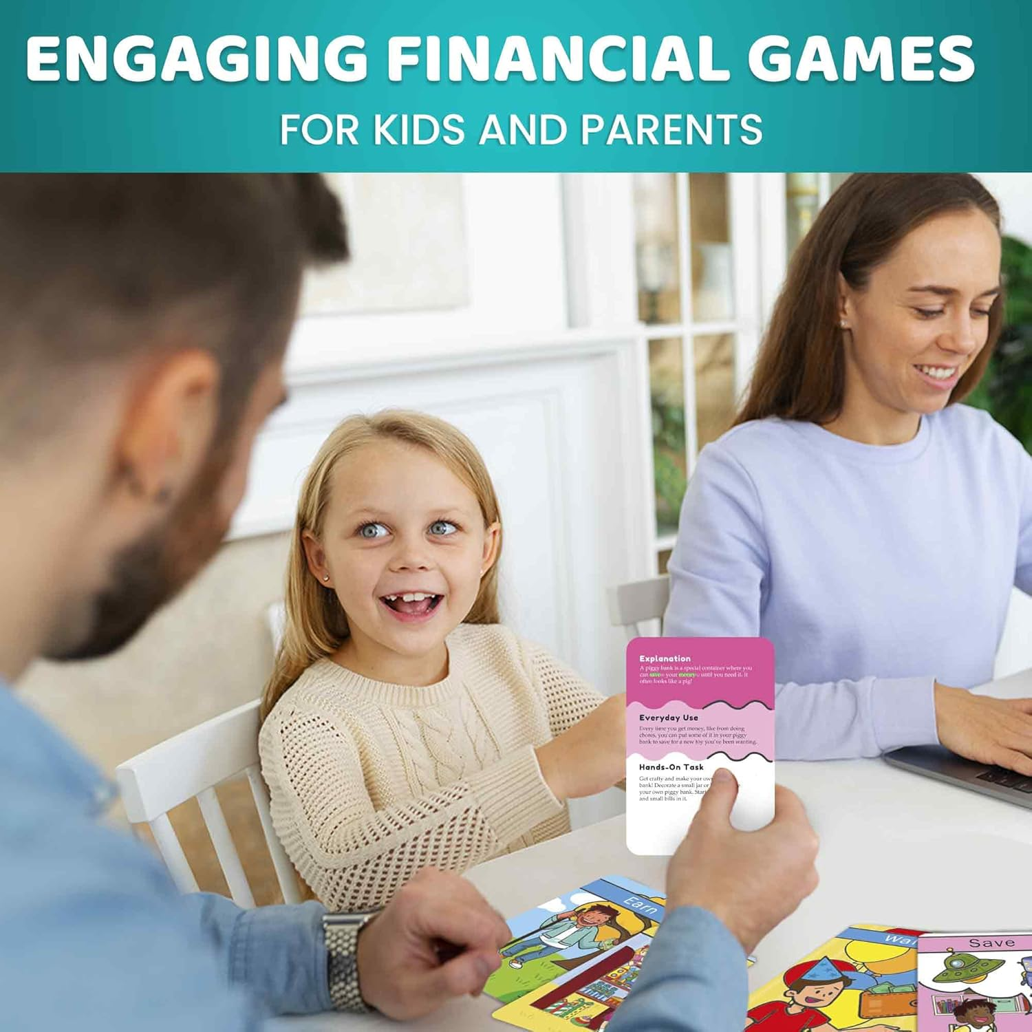 QUOKKA Financial Literacy Flash Cards for Teens &ndash; 110 Cards Teaching Kis about Money Management, Budgeting, Savings &ndash; Easy Money Games for Kids Ages 12+ &ndash; Fun Financial Literacy Games and Learning image number 3