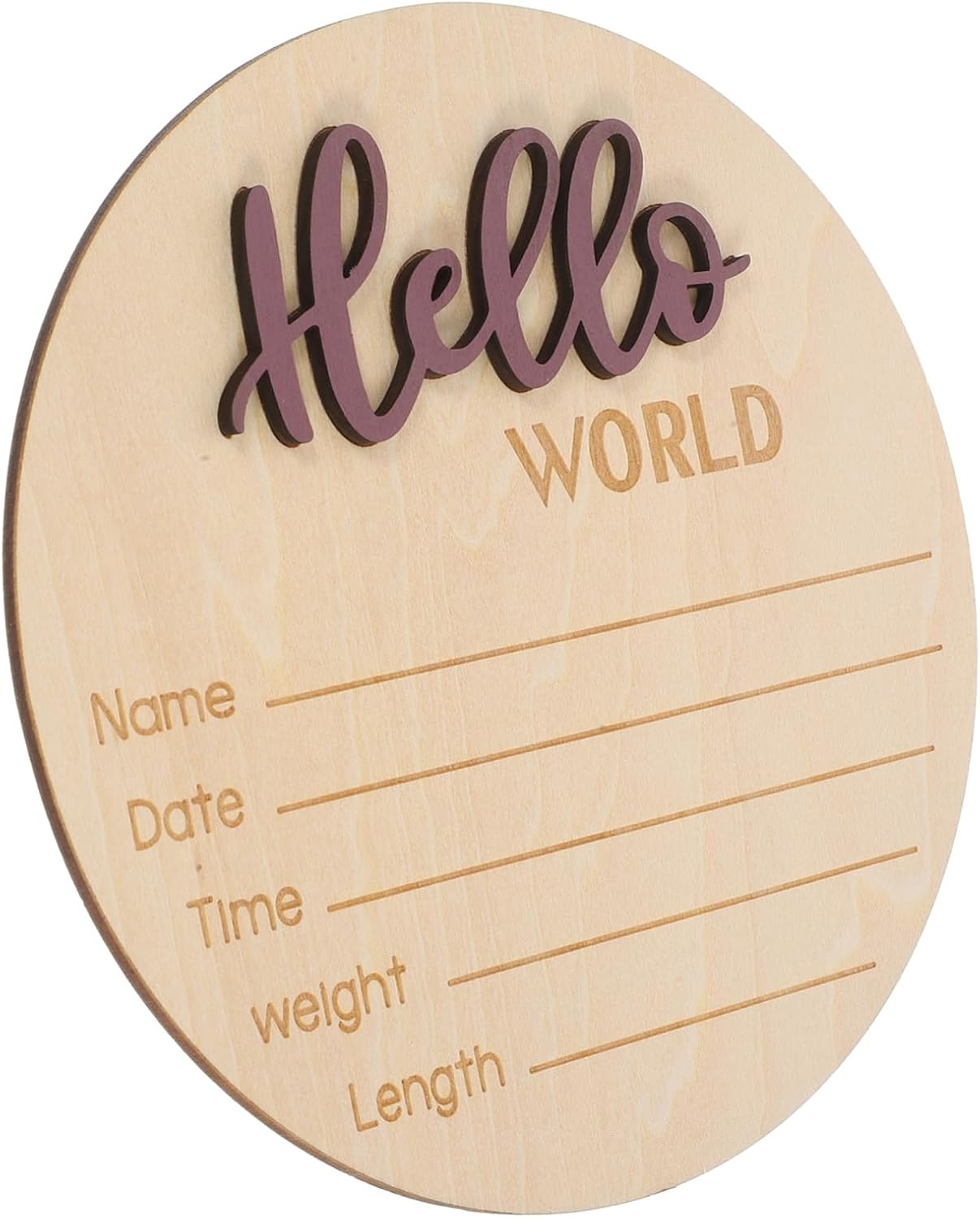 GARVALON Birth Announcement Sign Newborn Name Photography Accessory Wooden round Board Easy to Use image number 5
