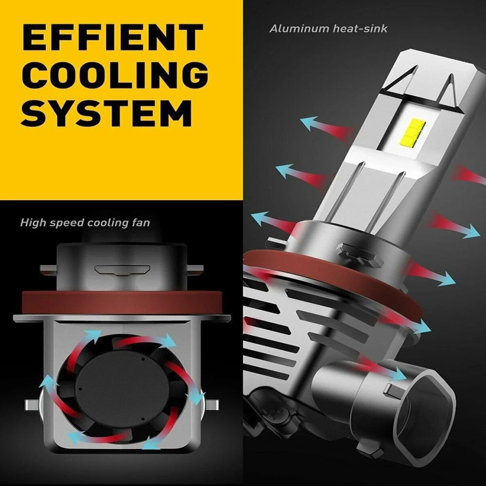 TAVICE H8/H9/H11 LED Headlight Bulbs Kit (2PCS) &ndash; 6000K Bright White Hi/Lo Beam Car Headlights, Plug & Play Conversion, Long Lifespan, Energy Efficient | Ultra Bright