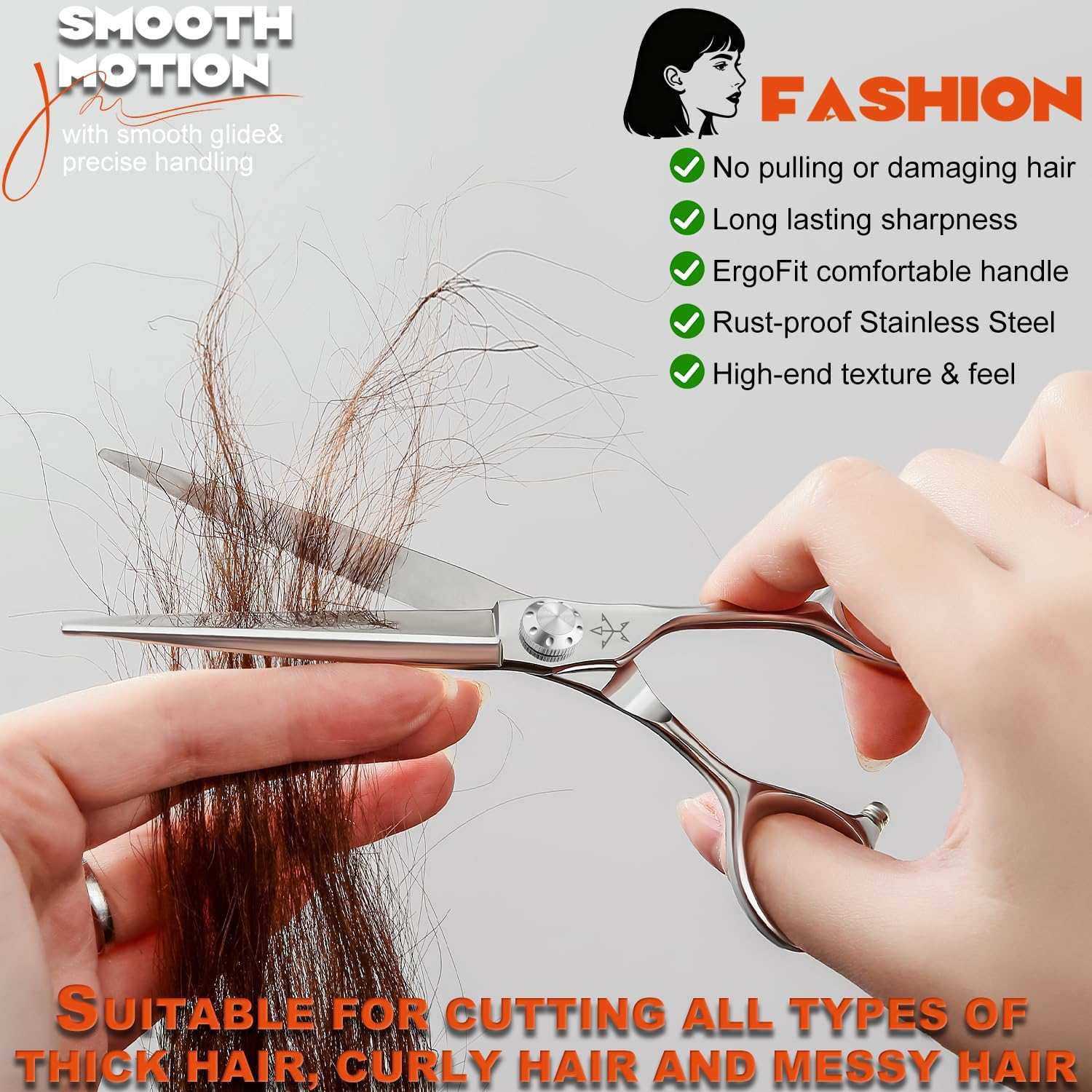 Fengliren High-End Professional Extremely Very Sharp Barber Hair Cutting Scissors Hairdresser Shears for Hair 6.5 Inch Haircut Scissor Made of Stainless Steel Alloy for Hairdressing Salon and Home Use image number 5