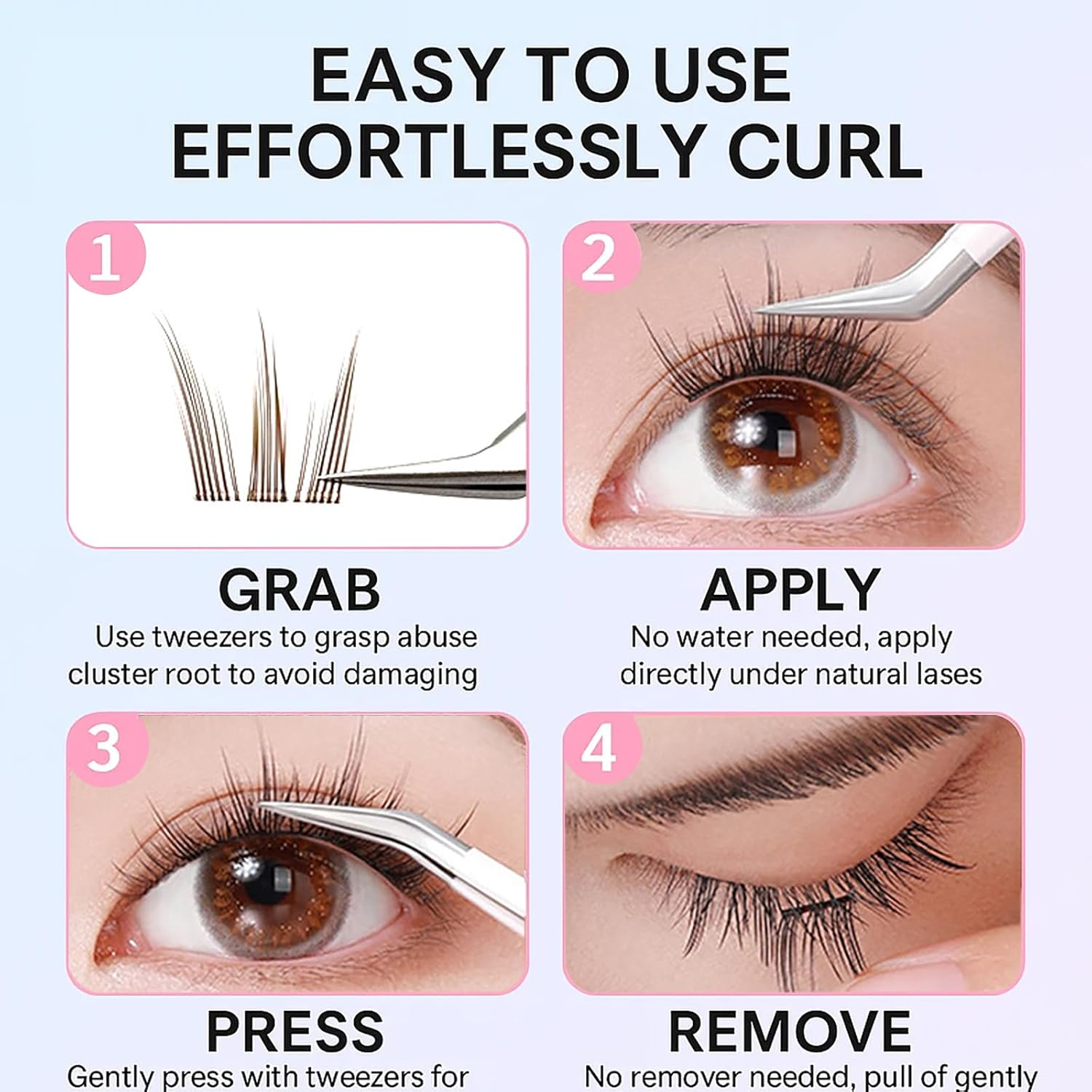 &zwnj;Taoluwin False Lashes, Brown Natural Look False Eyelashes, 60 Clusters, with Built-In Adhesive Strips, Lightweight Reusable Eyelashes for Daily Wear & Beginners, 10-12Mm image number 5