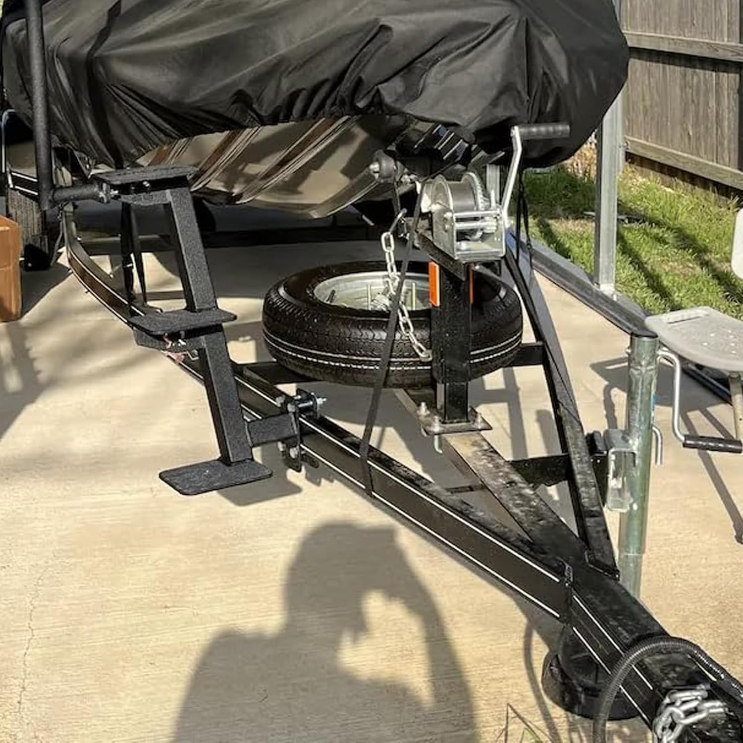 Boat Trailer Step, 3 Steps Trailer Tongue Step, Stainless Steel Paint Spraying Boat Trailer Tongue Step, Universal Trailer Tongue Step for Bass Boats, Easy Installation, 21 Inch