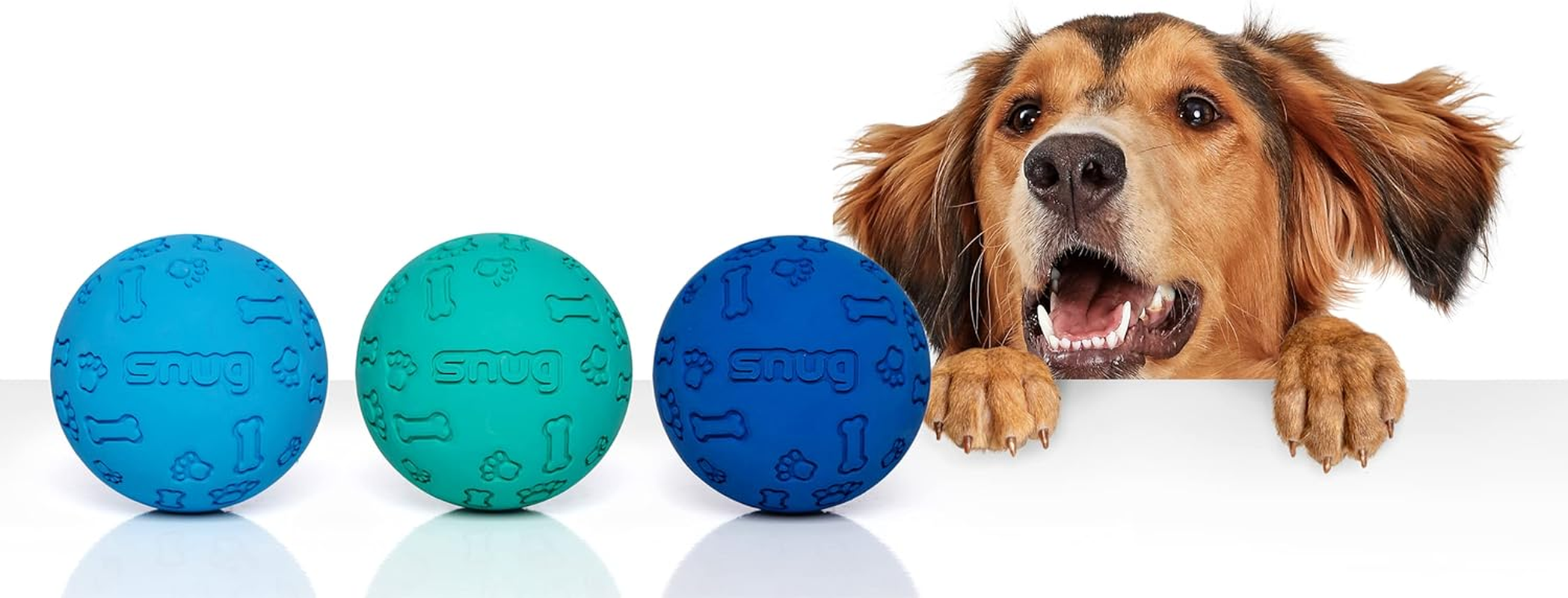 Snug Rubber Dog Balls for Small and Medium Dogs - Tennis Ball Size - Virtually Indestructible (3 Pack - Cool) image number 5
