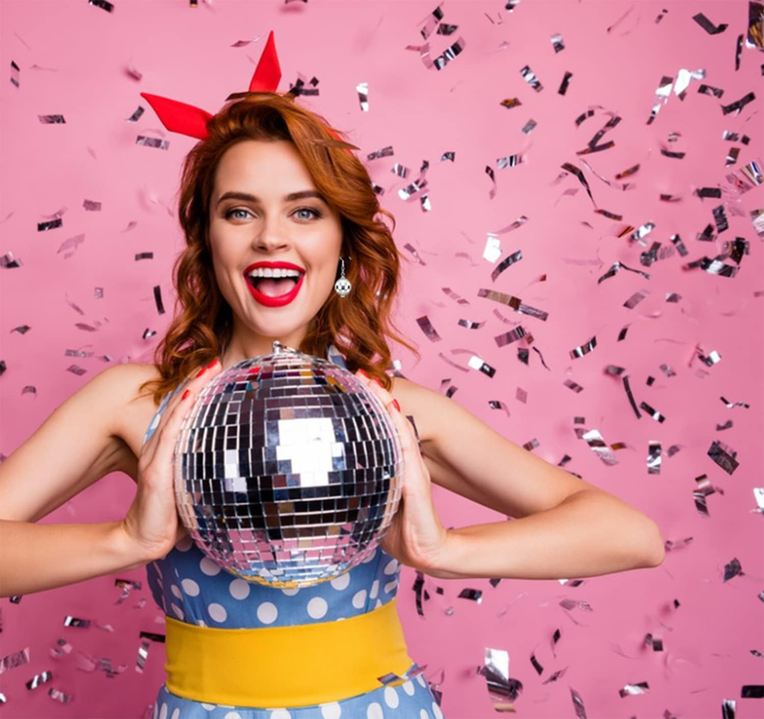 Disco Ball Earrings for Women Silver Gold Disco Mirrorball Earrings Perfect for 70S Outfits Dance Party Costume Accessories