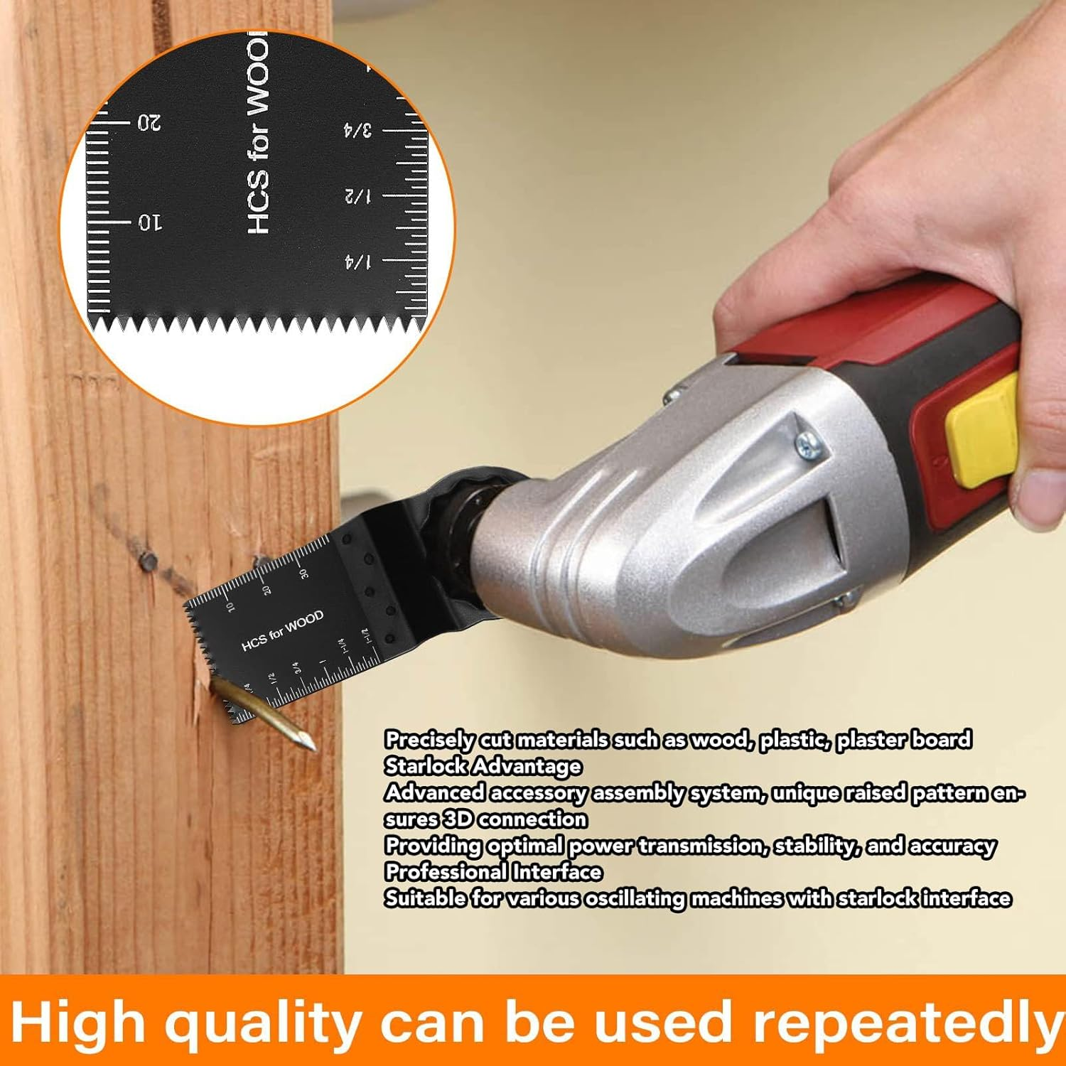 10 Pcs Oscillating Saw Blades, Wood Oscillating Multitool Quick Release Saw Blades, Flush Cut Universal Quick Release Multi Tool Blades, Oscillating Saw Blades for Hard Material image number 1