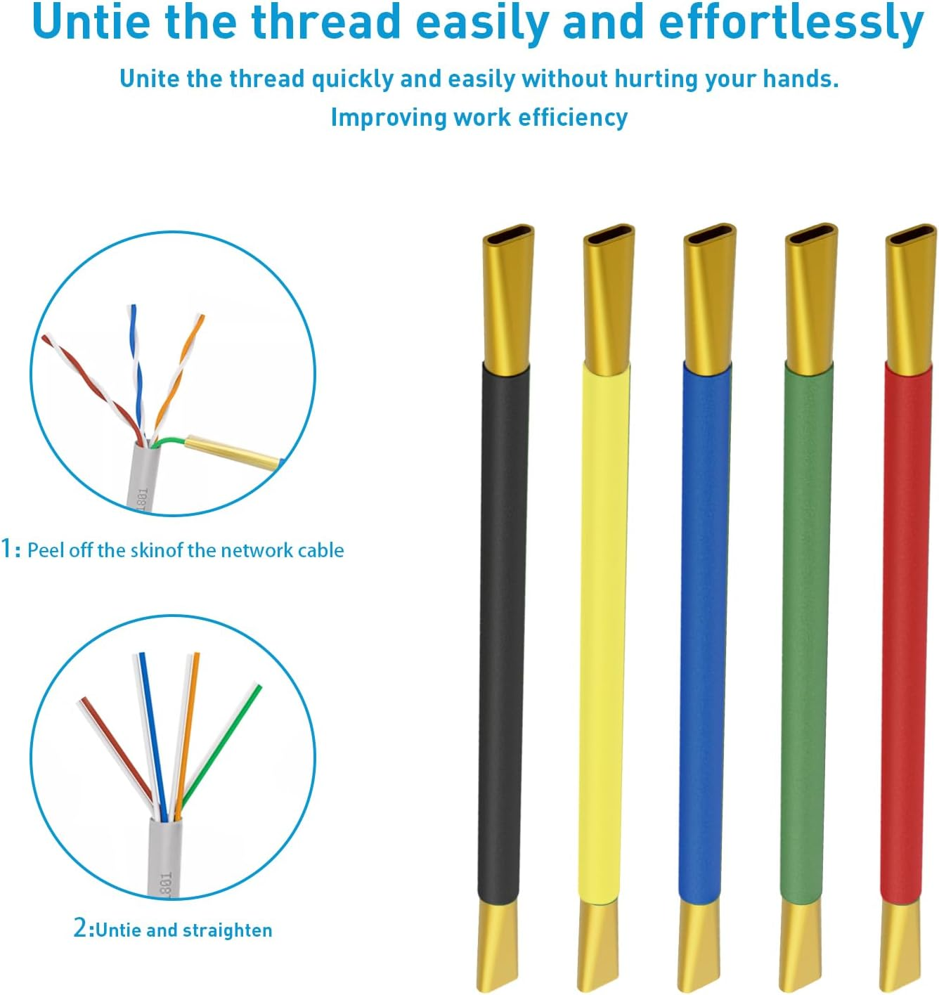 Network Cable Looser Mini Engineer Wire Stripper Wire Straightener Dual Twisted Wire Separators for CAT7/CAT6A/CAT6/CAT5 and Telephone Lines(Blue)