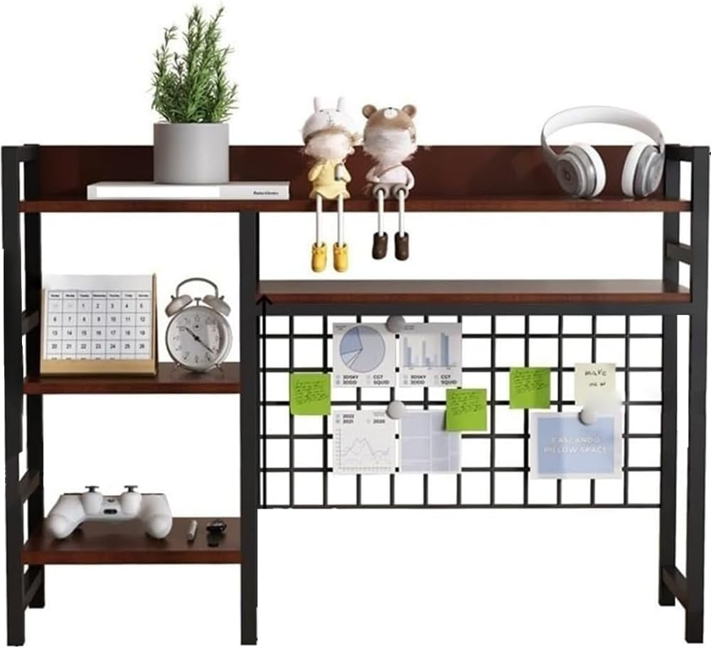 3 Tier Desktop Shelf,Bookcase Organizer,Storage Compartments,Countertop Hutch Bookshelf,Wood Countertop Bookshelf,For Desktop, Living Room, Bedroom, Office image number 2