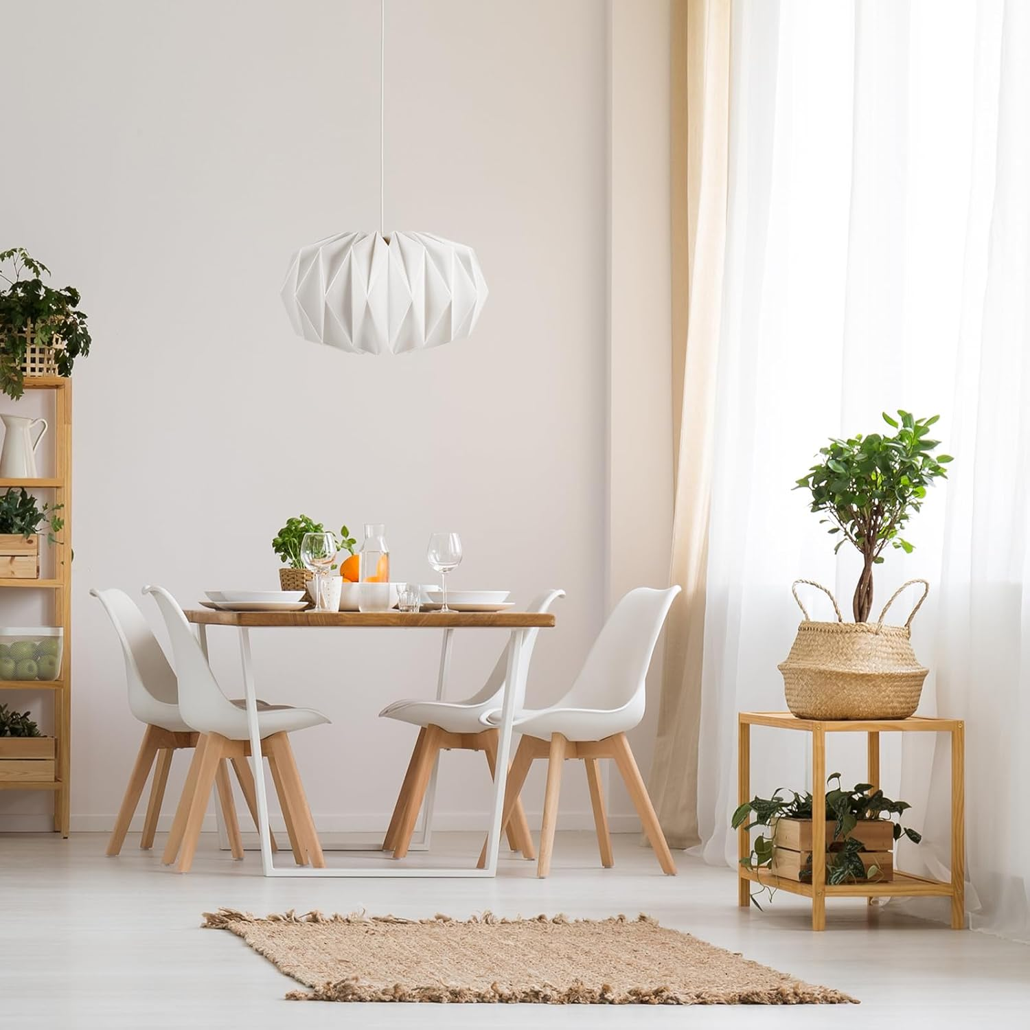 Ibasenice Magnetic Origami Lampshade Light Cover Accessory for Indoor Ceiling Pendant Lamp Easy to Install Decorative Light Shade for Living Room and Bedroom image number 5