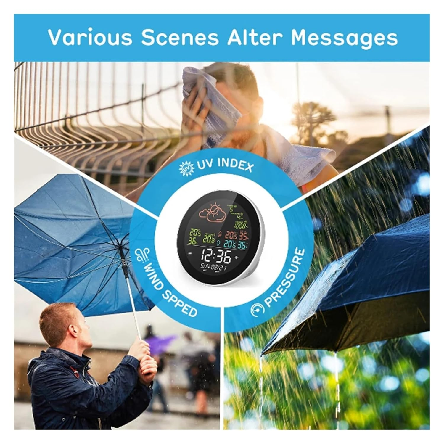 Wifi Smart Weather Station Digital Thermometer Hygrometer Forecast Sensor Indoor/Outdoor Temperature Humidity Meter image number 1