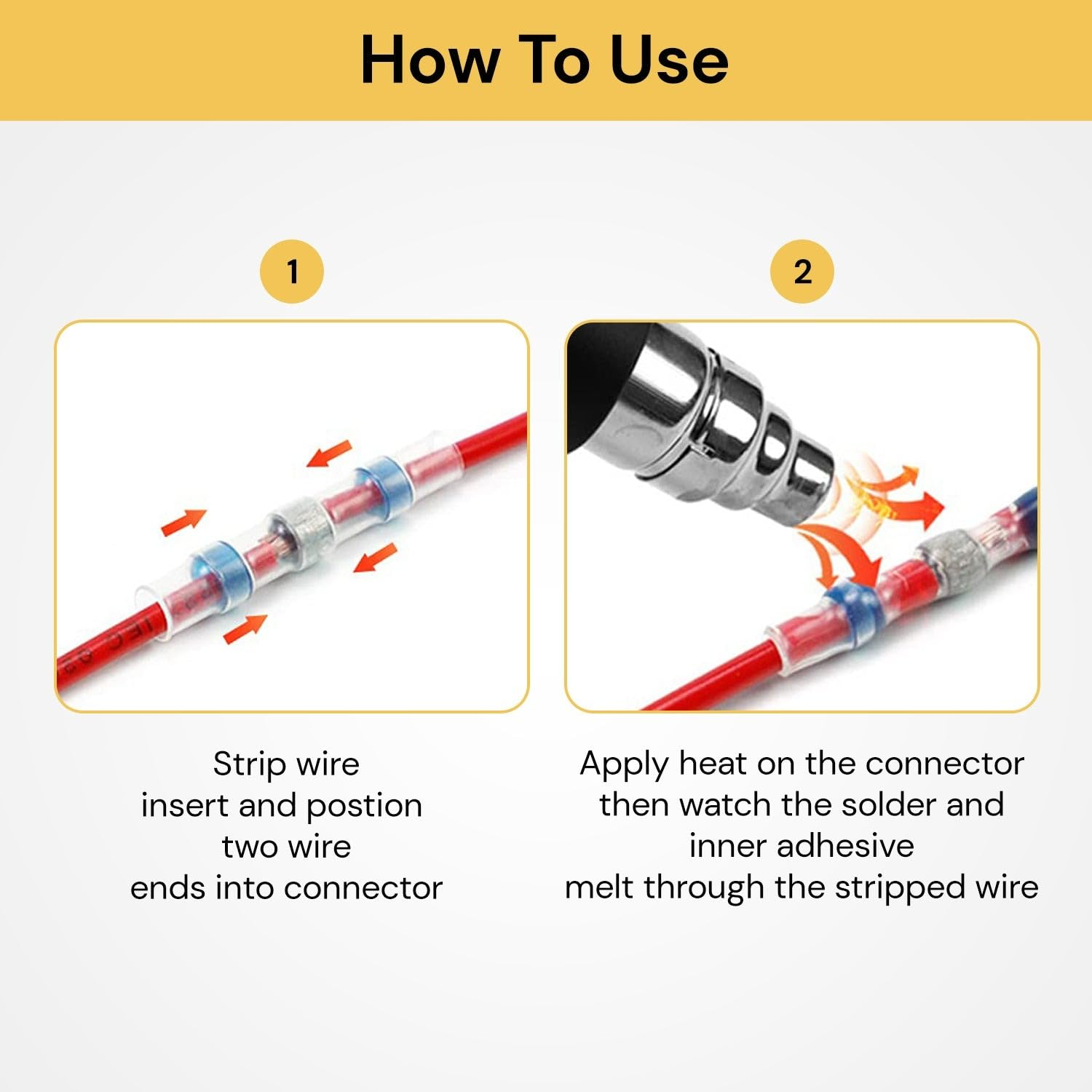 EZONEDEAL 300 Pcs Solder Seal Heat Shrink Butt Connectors, Waterproof Wire Connectors Kit Electrical Terminals, Solder Seal Wire Connectors, Electrical Butt Splice Wire Terminals image number 3