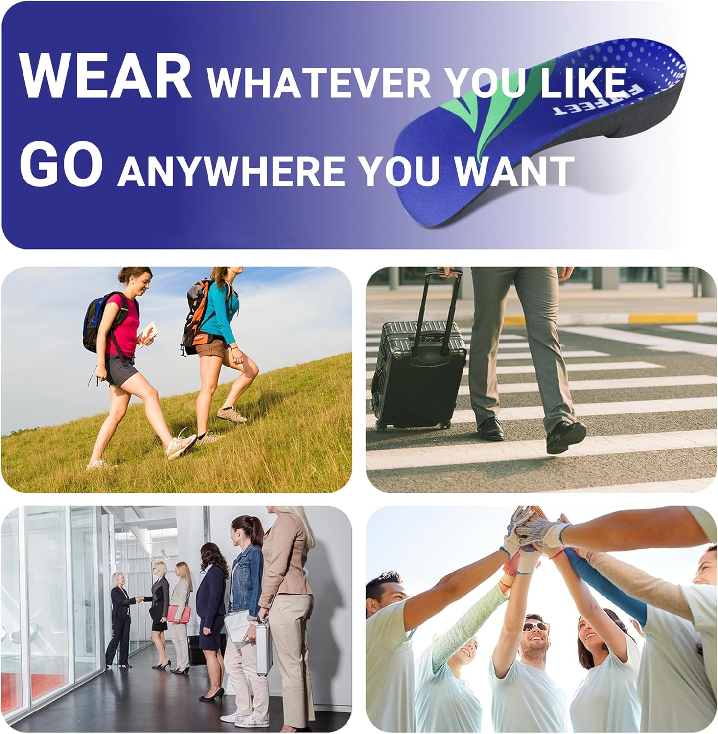 Plantar Fasciitis Insoles, 3/4 Length Arch Support Insoles for Women and Men, Shoe Inserts for Flat Feet, Over-Pronation, Heel Pain Relief, Orthotic Insoles with High Arch for Running, Work Boots image number 3