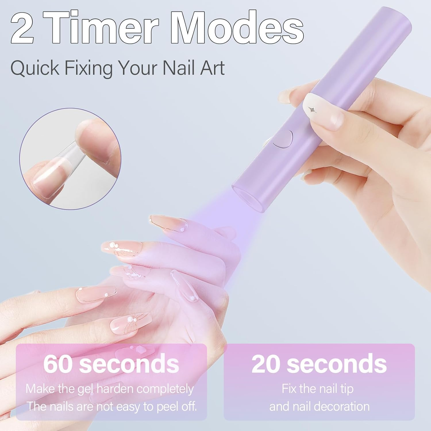 UV Lamp for Gel Nails, Portable Small UV Nail Lamp, Urechargeable with Stand, Mini U V LED Lamp for Nails, for Gel Nail Polish, for Curing Nail Glue & Nail Tips, for Beginners (Purple) - Salon image number 7