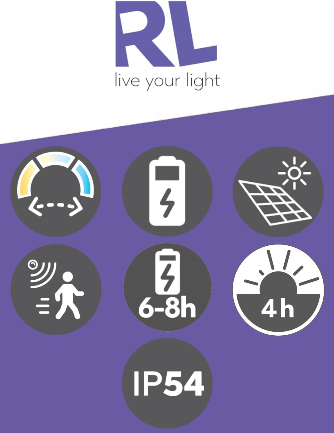 Reality Leuchten Moura R22109132 LED Outdoor Wall Light Aluminium Black Matt Plastic Glass Includes 10 Watt LED Motion Sensor Light Colour Adjustable