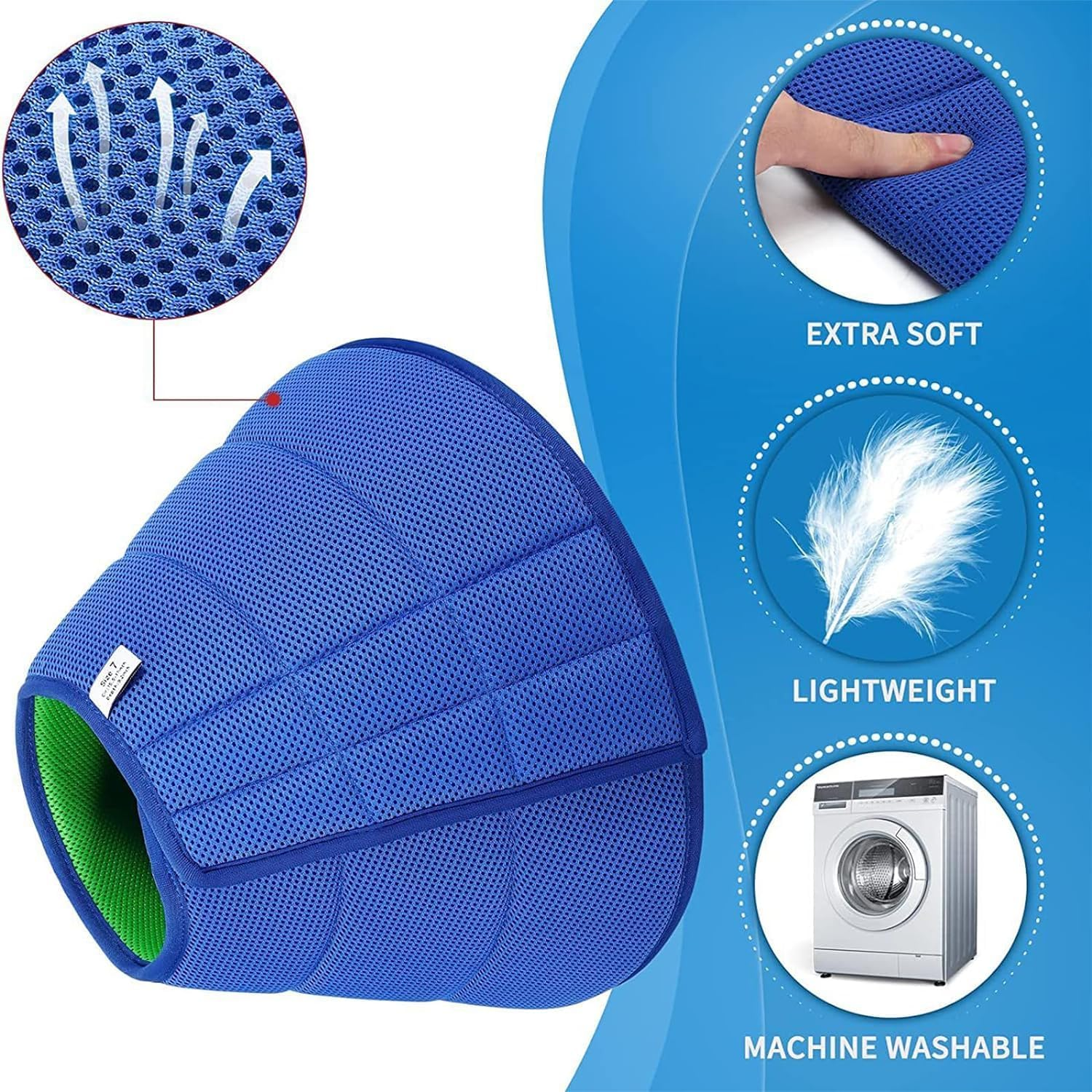 Dog Cone,Soft Dog Cone after Surgery,Adjustable Breathable Dog Cone Collar,Soft Dog Cones for Large Medium Small Dog,Protect Pets from Licking Wounds,Soft and Comfortable, Reduce Anxiety (BLUE, S) image number 5