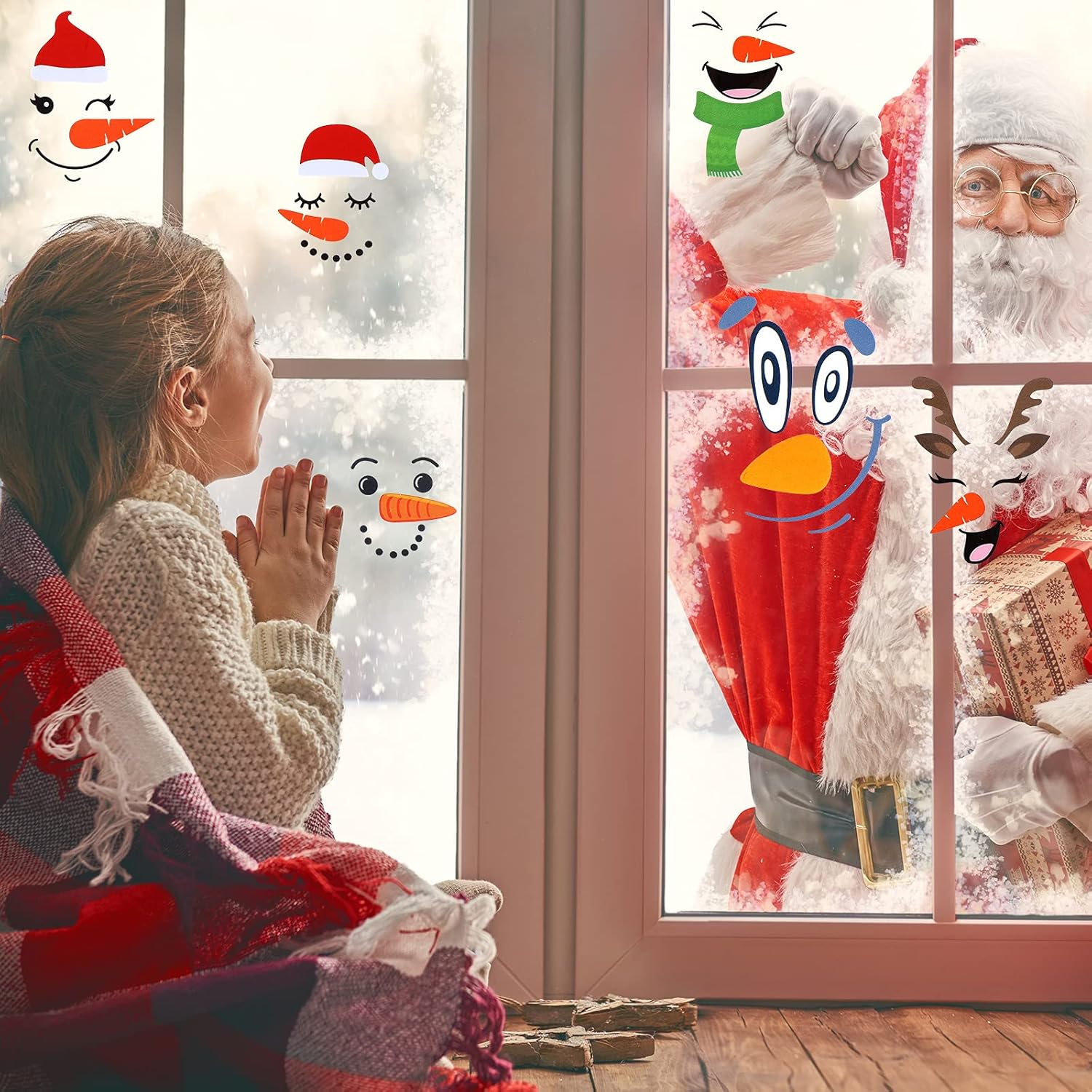 Nezyo 60 Pieces Christmas Snowman Stickers for Crafts Small Snowman Face Decals Vinyl Sticker for Xmas Window Refrigerator Wall Door Art Decorations Party Favor Decor Supplies image number 6