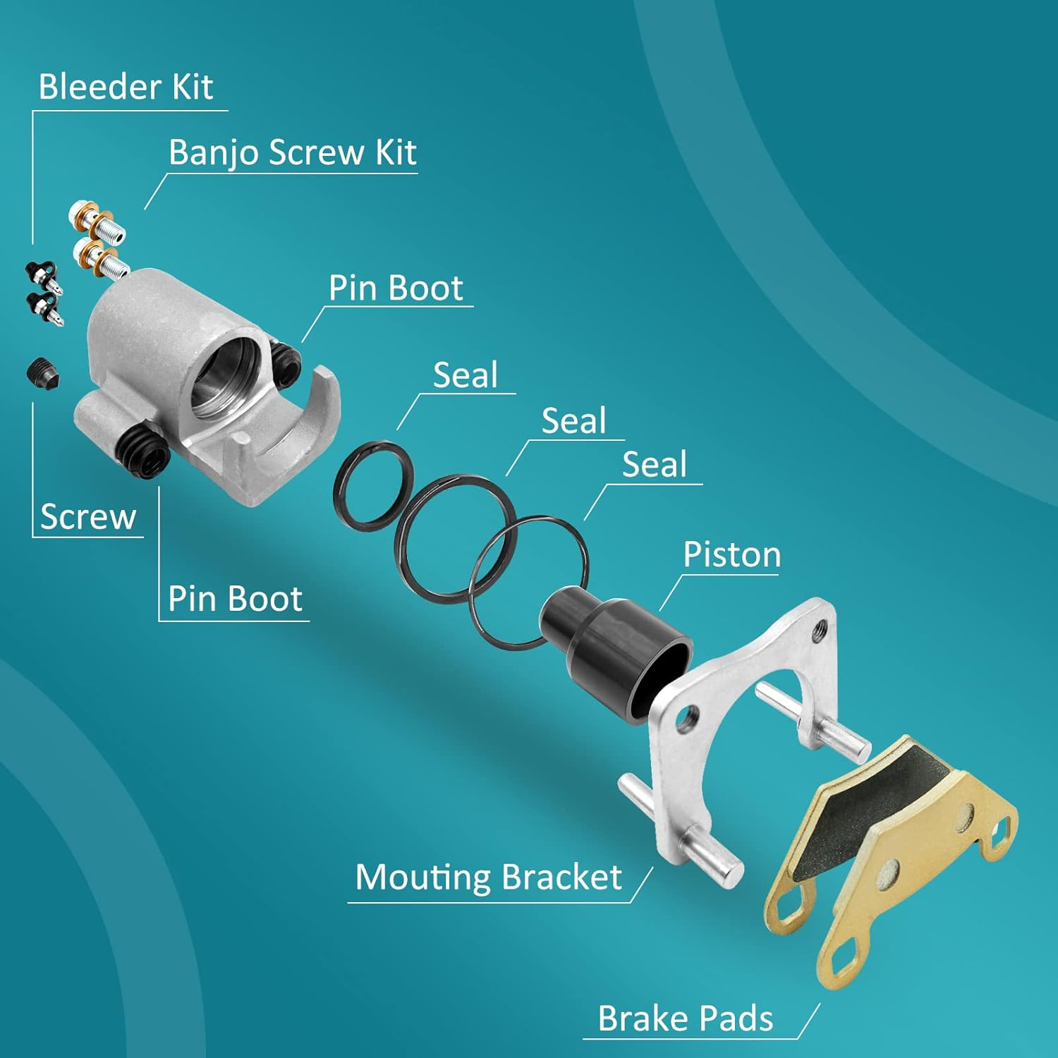 Rear Brake Caliper Assembly for Polaris Sportsman 400 450 500 570 800 Farmhand 450 Hawkeye 325 400,OEM# 1911415 image number 2