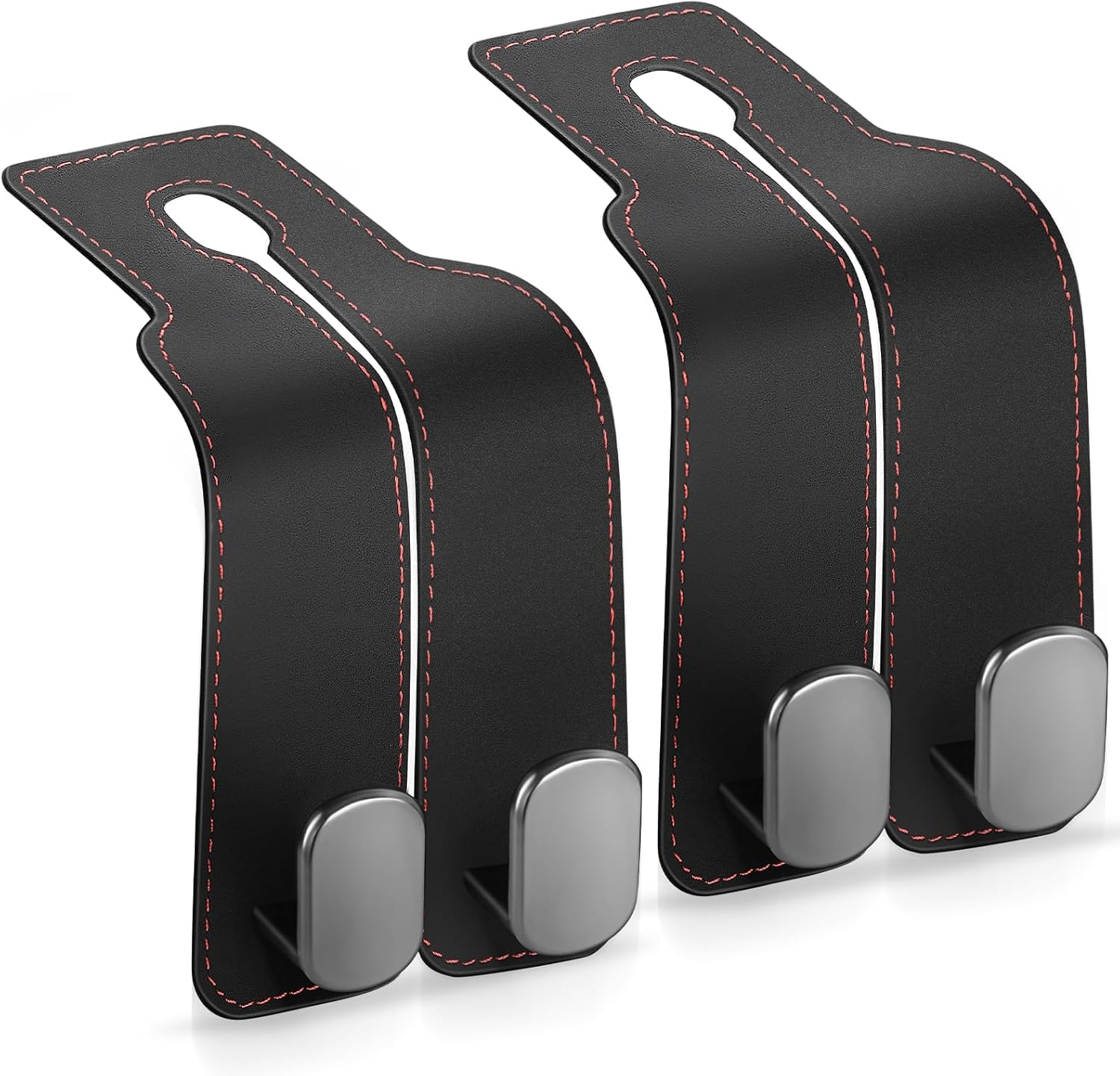 Accevo Car Seat Hooks for Headrest, Headrest Hook for Purses and Bags, 2 in 1 Car Seat Back Storage Hooks for Headrest（2 Pack, Black image number 4