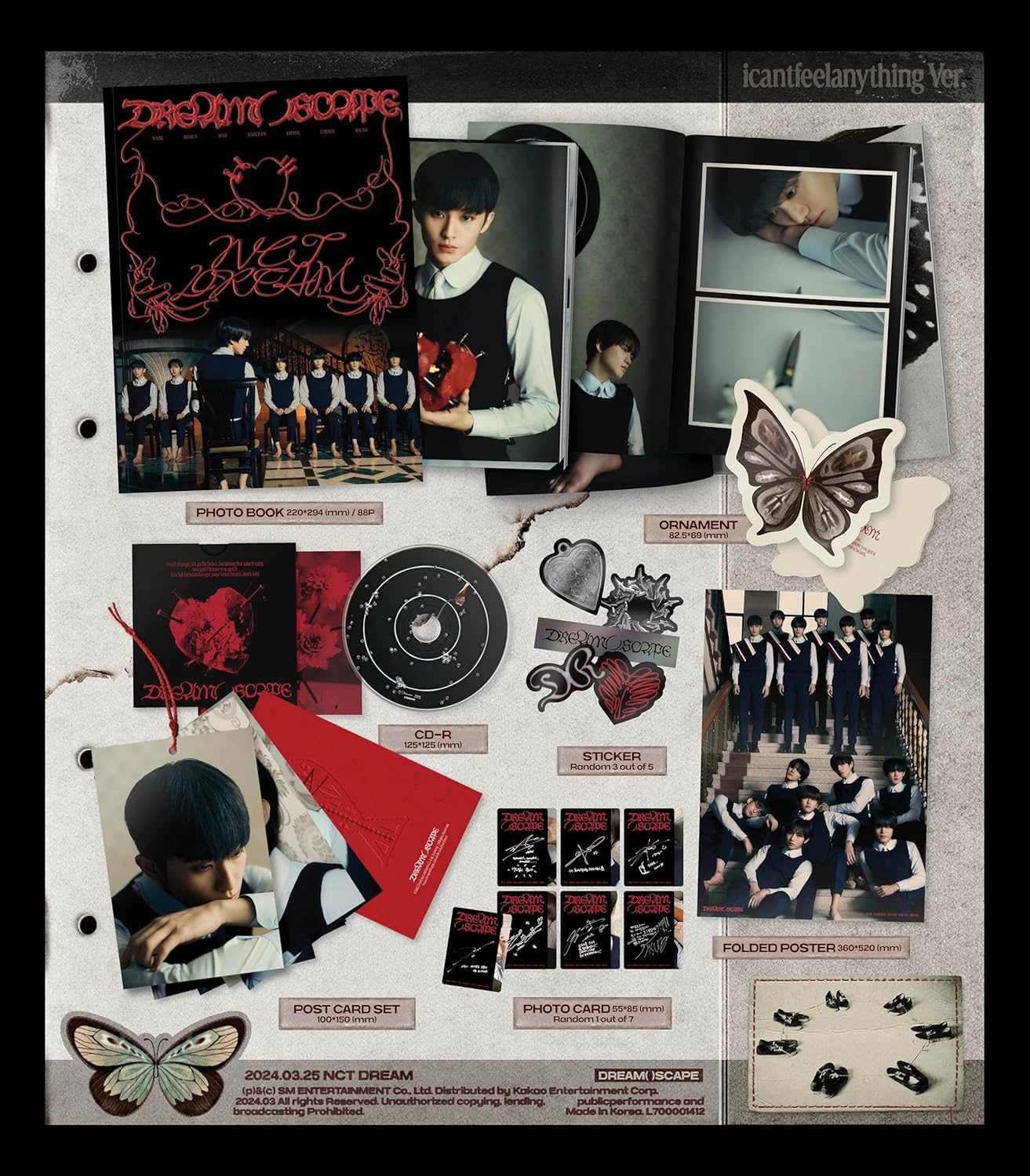 NCT DREAM DREAM()SCAPE 5Th Mini Album Photobook Icantfeelanything Version Cd+1P Folded Poster on Pack+88P Photobook+1Ea Ornament+1Ea Folded Postcard+3Ea Sticker+1P Photocard+Tracking Sealed image number 3