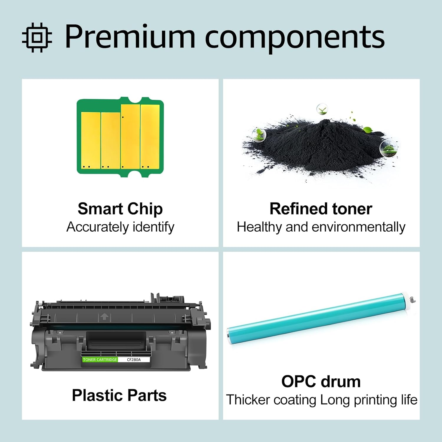 Greencycle Compatible Toner Cartridge Replacement for HP 80A CF280A Work with Laserjet Pro 400 M401A M401D M401N M401Dne MFP M425Dn Printer (Black, 1-Pack) image number 1