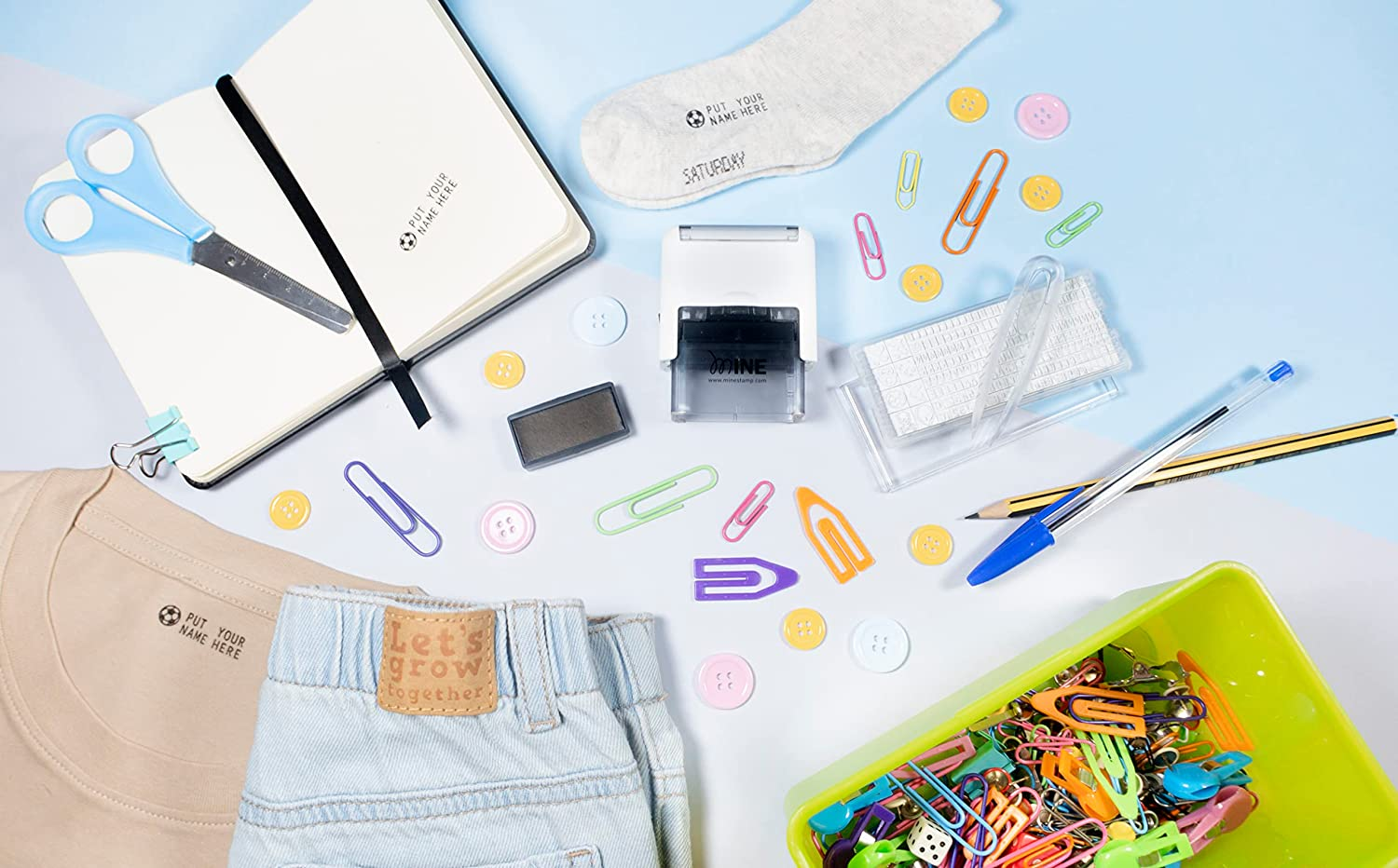 Mine Stamp Compact Clothing & Book Marker | Compact Customizable Clothing Marker for Adults and Kids | Custom Name Stamp for Kids Clothes image number 5