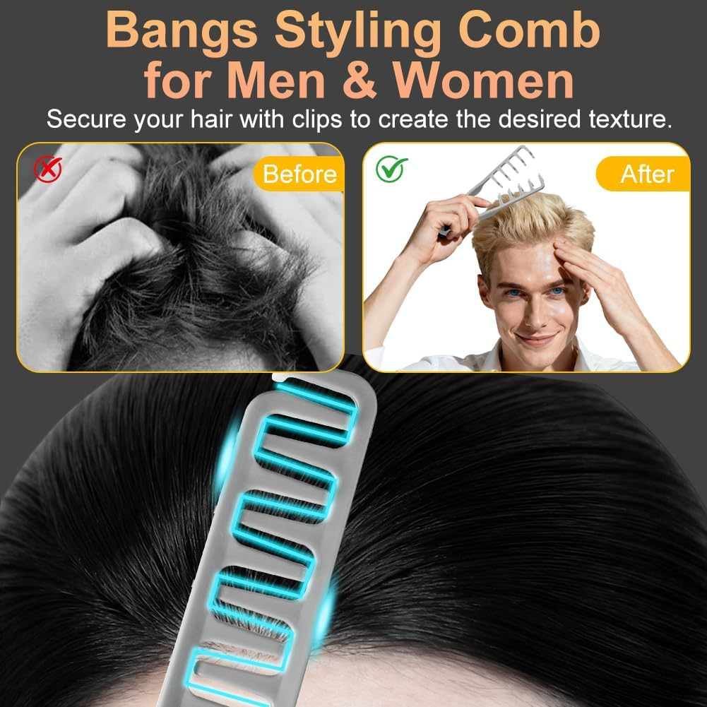 AYBUY Styling Comb, Texture Comb with Wide Teeth, Volume Curl Comb, Natural Curls Hair Comb, Structure Comb, Styling Comb with Texture Comb for Bangs, Seam Grooming, Seam Care (Grey) image number 4