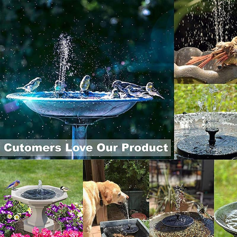 Solar Water Pump Kit for Water Feature Outdoor,1.2 W Solar Bird Bath Circle Fountain Pump, Solar Fountain with 4 Nozzles (Black Circle, 13 Cm, 1.0 W) image number 3