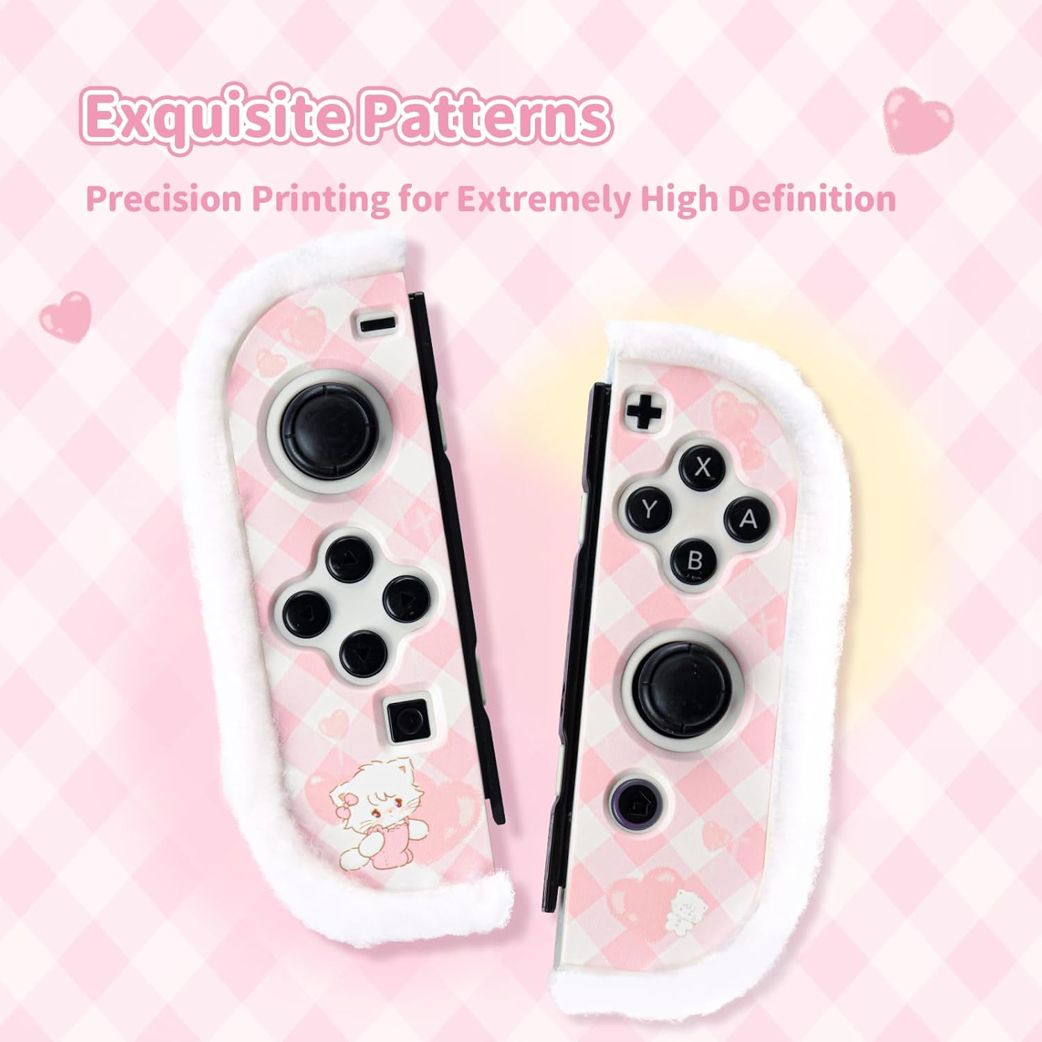 Geekshare Protective Case for Switch Oled,Kawaii Plush Cover Case,Anti-Scratch Switch Hard Case Protector Compatible with Switch OLED and Joystick Controllers - Mikko Sweet Thoughts image number 3