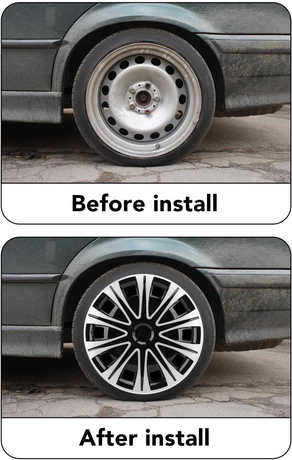 Hubcaps, Set of 4 17 Inch Wheel Hub Cap Full Snap on Universal Wheel Rim Covers for Transit Connect, Hubcap Wheel Cover Replacement Hub Caps Exterior Accessories image number 6