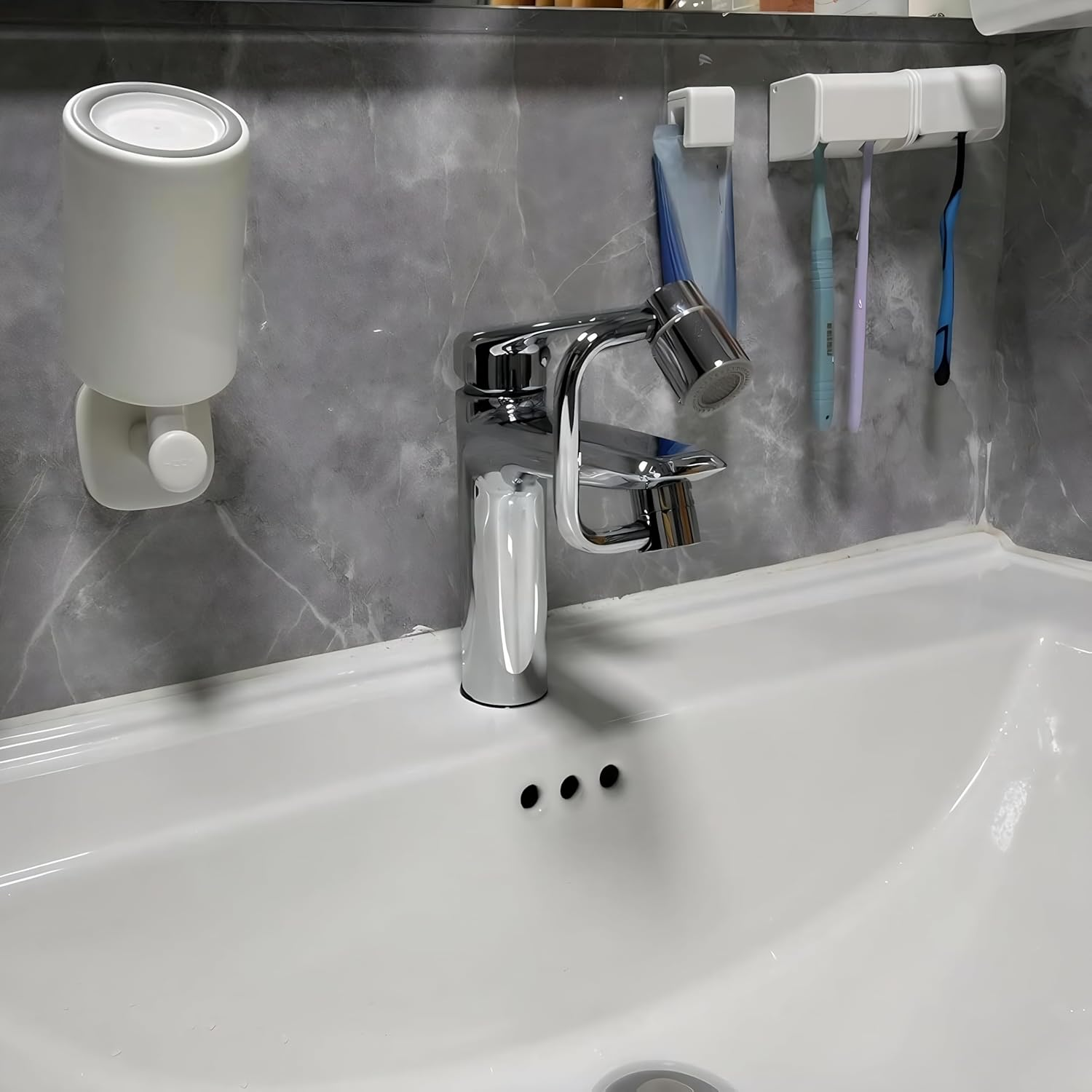 Kitchen Sink Tap Extender, 1080&deg; Brass Faucet Extension with Dual Water Modes (Silver) image number 5