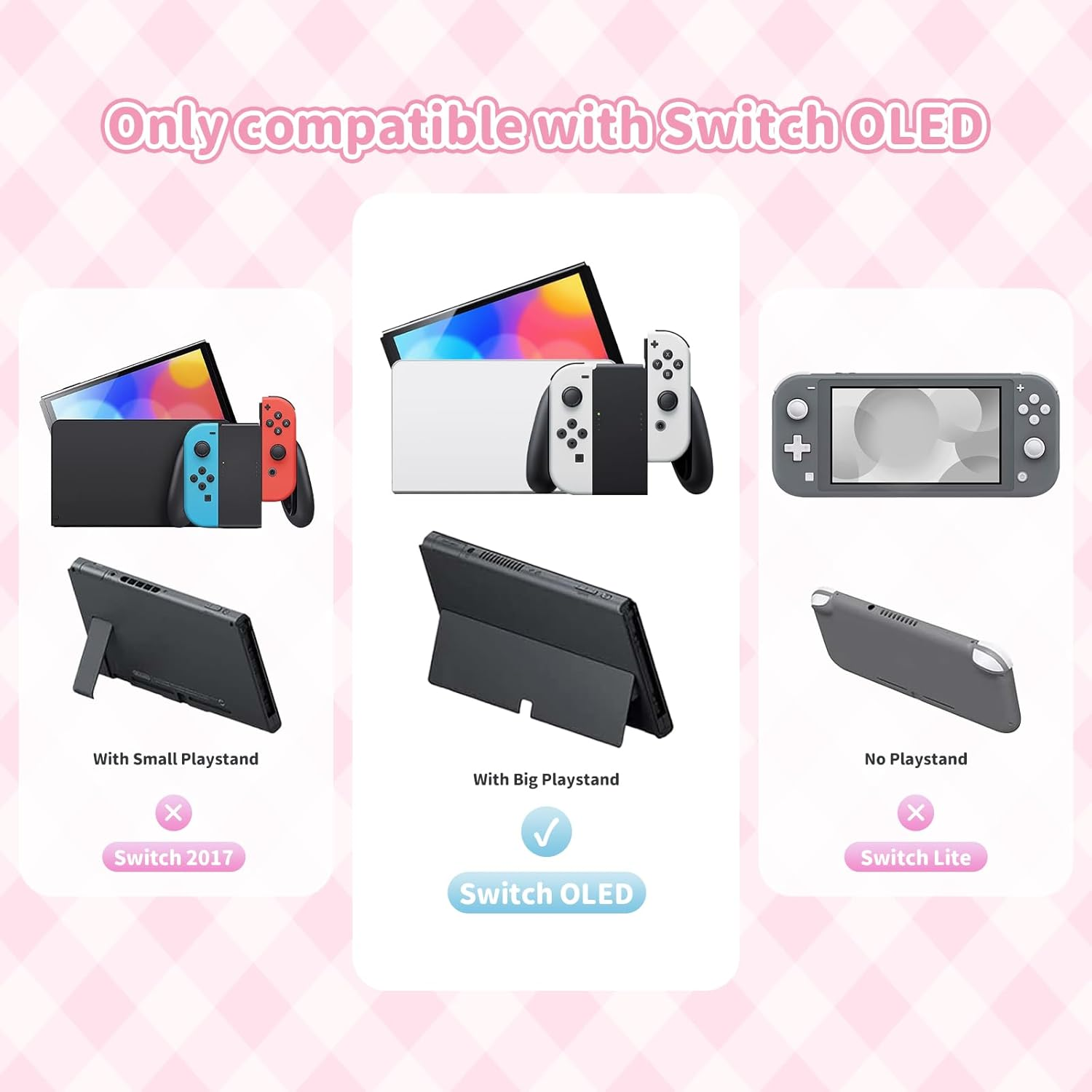 Geekshare Protective Case for Switch Oled,Kawaii Plush Cover Case,Anti-Scratch Switch Hard Case Protector Compatible with Switch OLED and Joystick Controllers - Mikko Sweet Thoughts image number 6