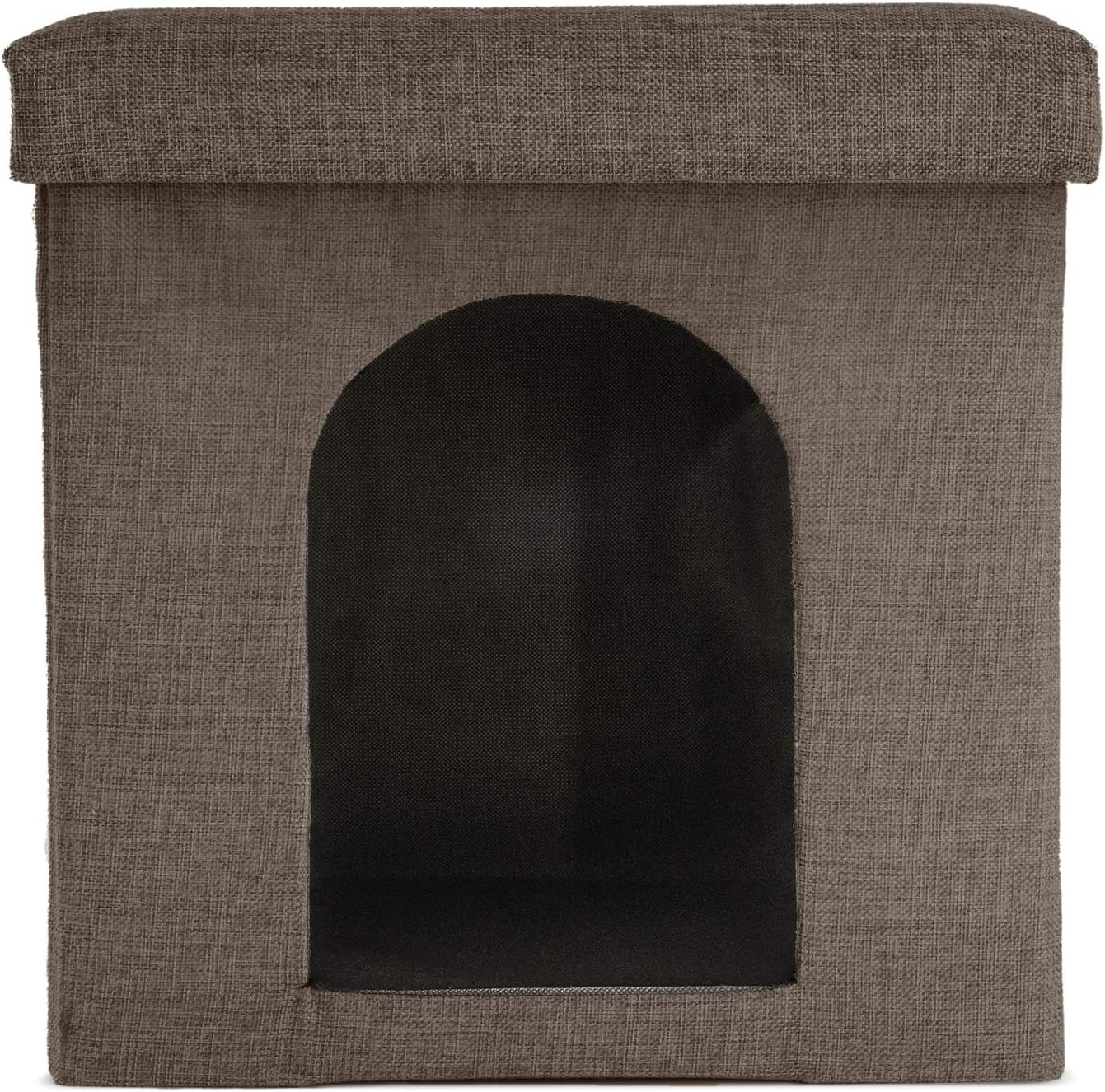Furhaven Pet House | Footstool Ottoman Pet House for Dogs & Cats, Coconut Brown, Small